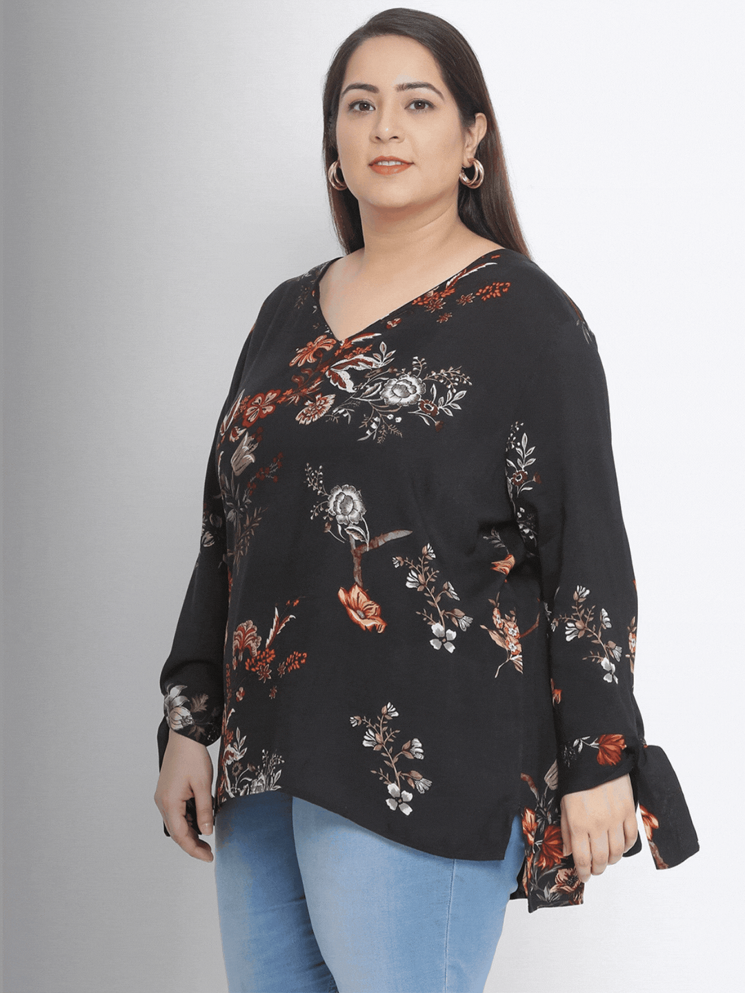 Floral Northern Light Plus Size Loopy Top For Summer Style - oxolloxo