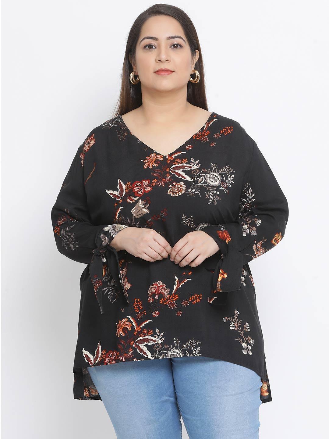 Floral Northern Light Plus Size Loopy Top For Summer Style - oxolloxo
