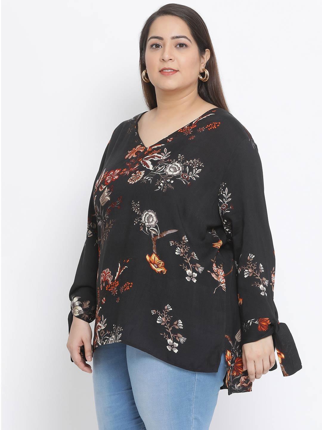 Floral Northern Light Plus Size Loopy Top For Summer Style - oxolloxo