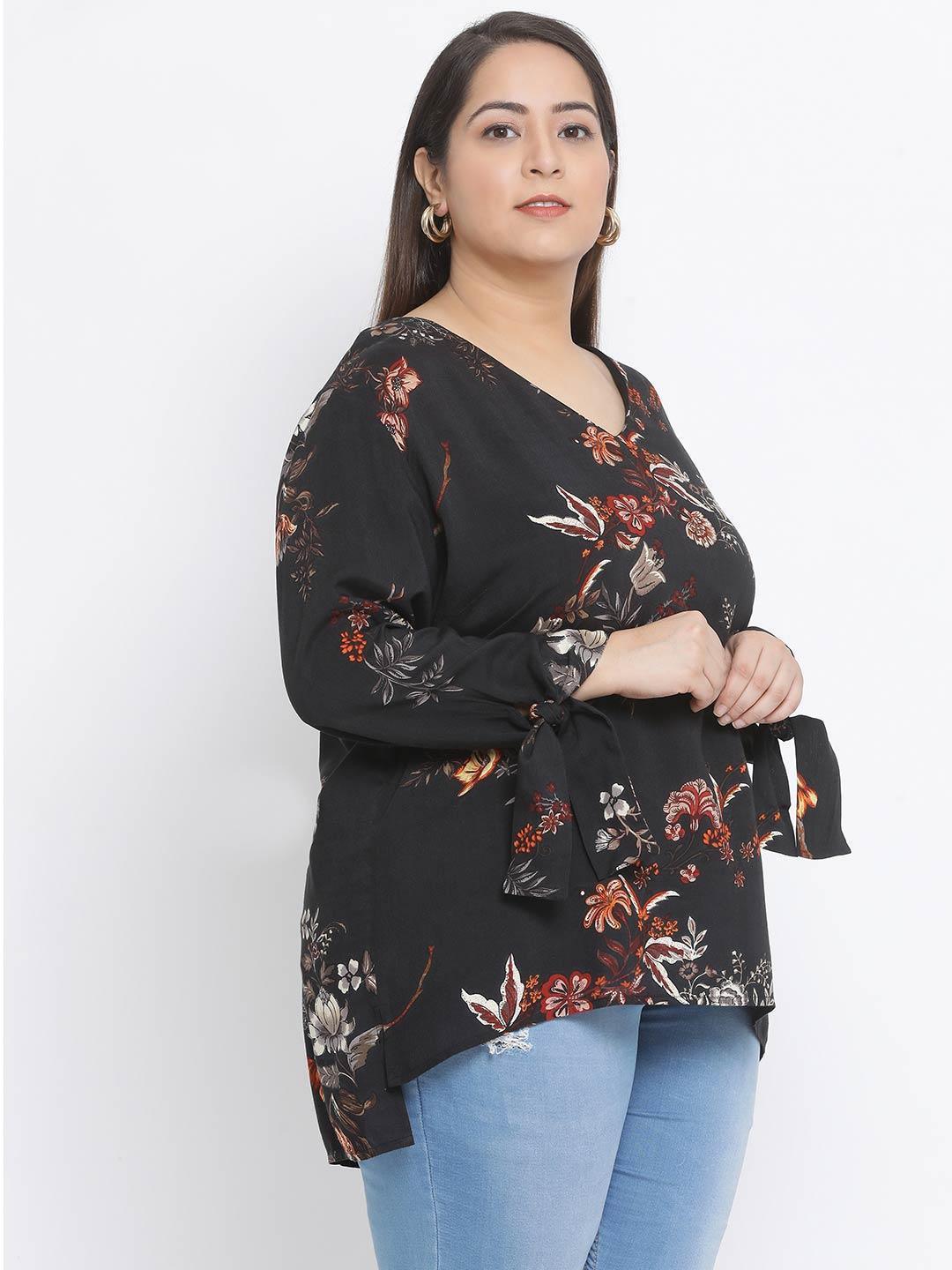 Floral Northern Light Plus Size Loopy Top For Summer Style - oxolloxo