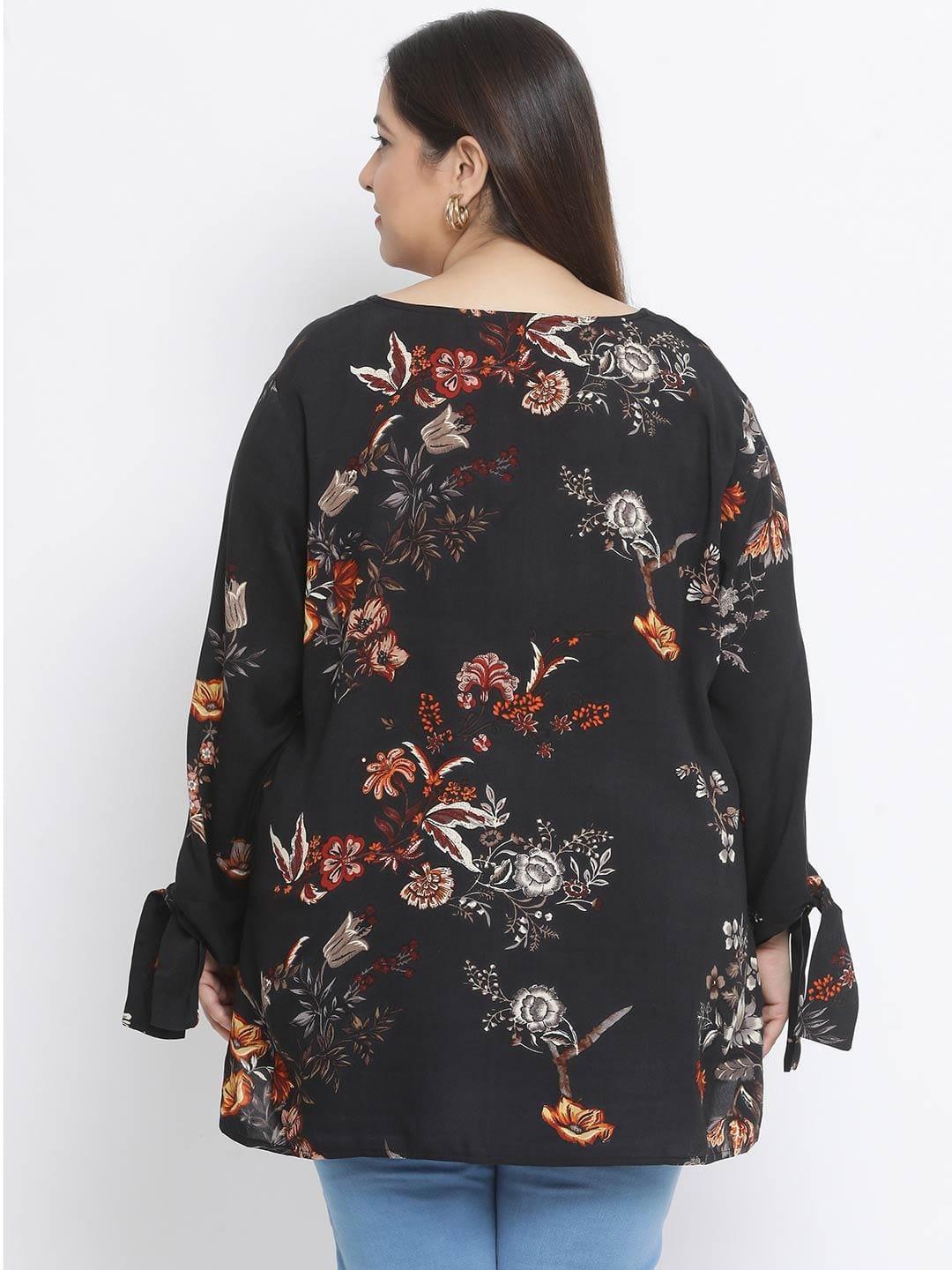 Floral Northern Light Plus Size Loopy Top For Summer Style - oxolloxo