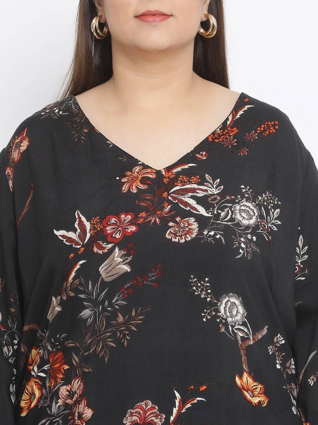 Floral Northern Light Plus Size Loopy Top For Summer Style - oxolloxo