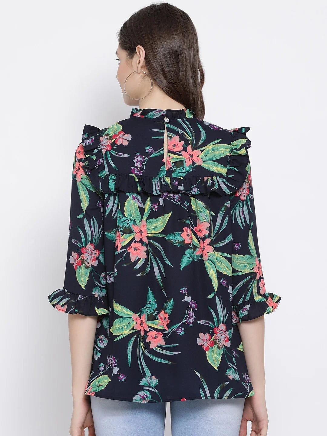 Floral Wave Ruffle Maternity Top For Pregnant Women Now - oxolloxo