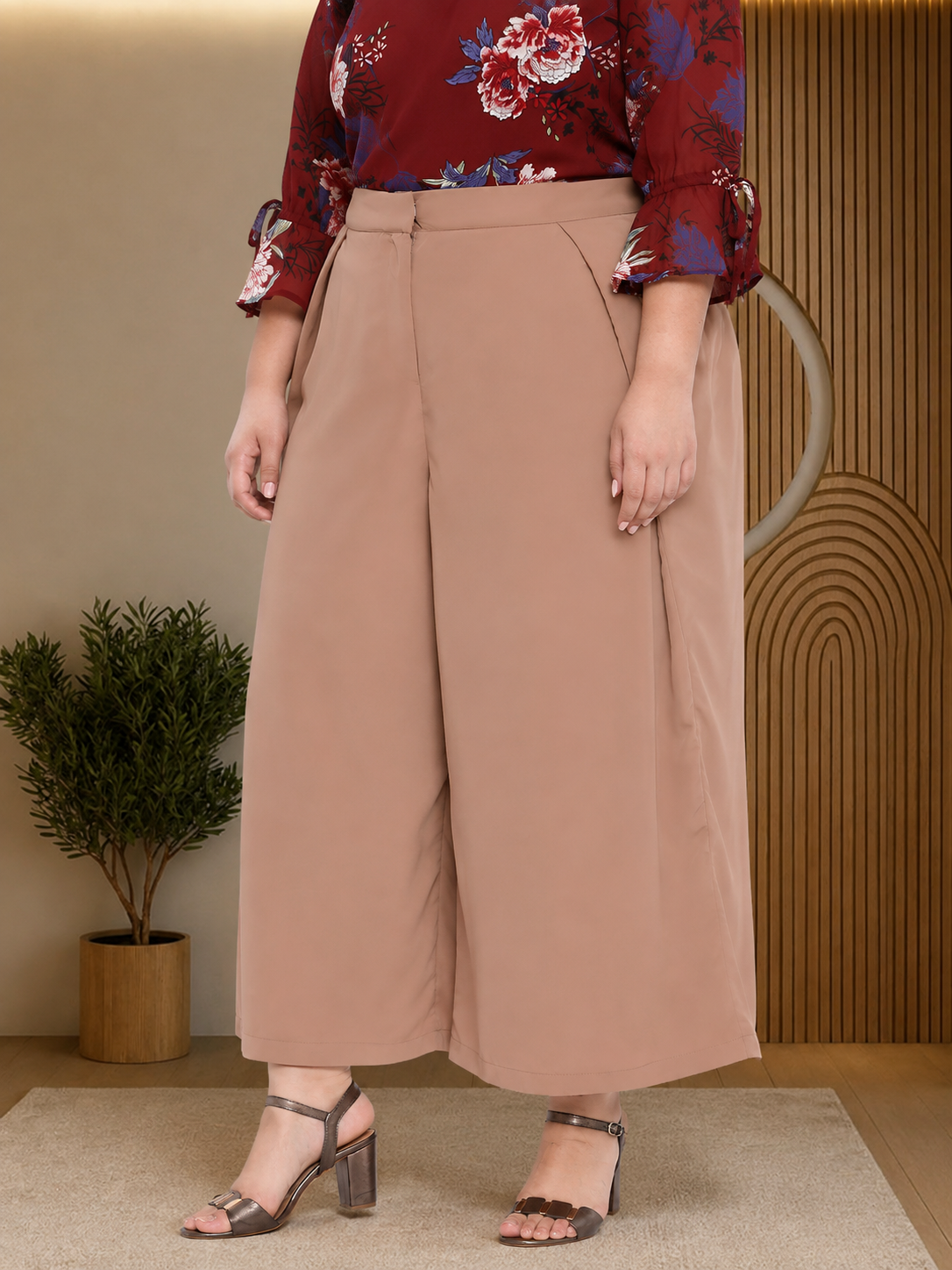 Plus Size Beige Pant