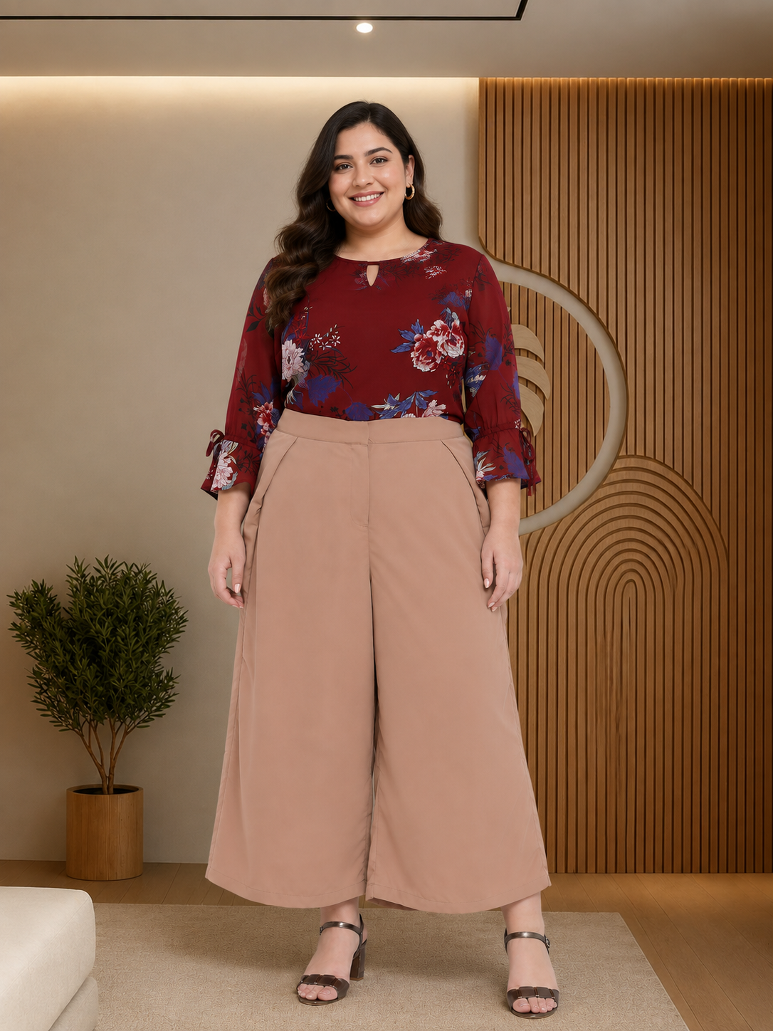 Plus Size Beige Pant