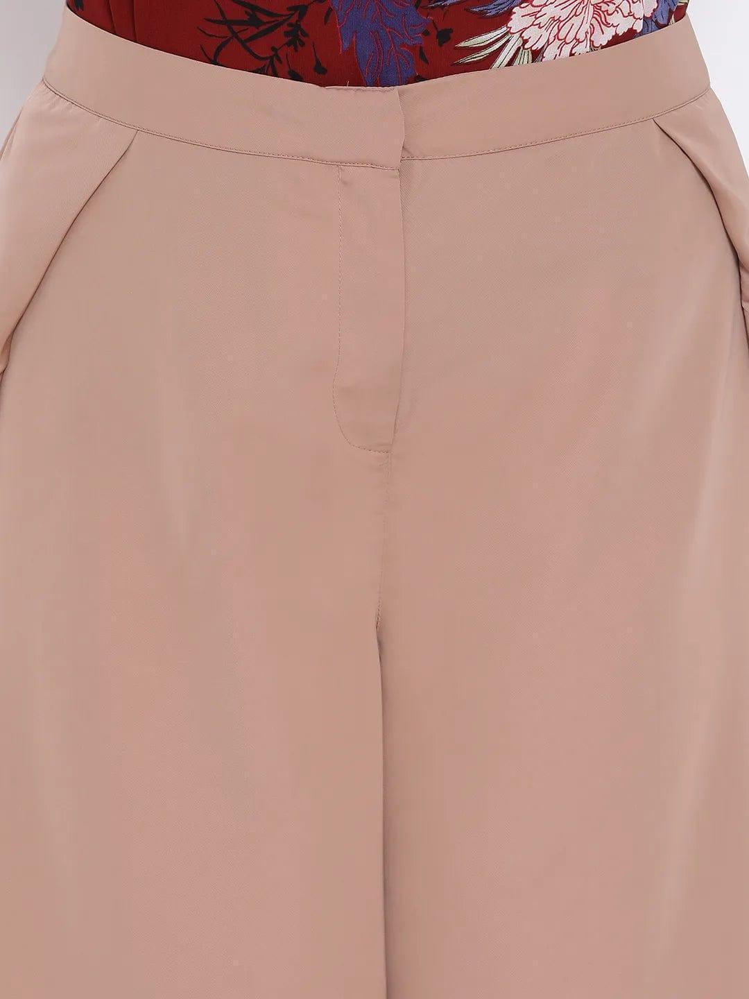 Beige Metal Plus Size Women Pant - oxolloxo