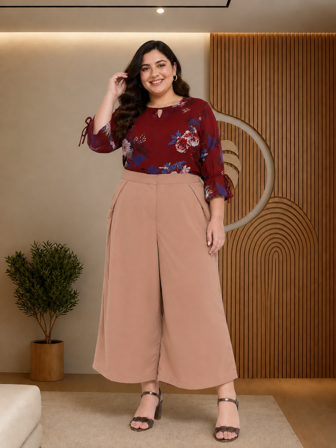 Plus Size Beige Pant