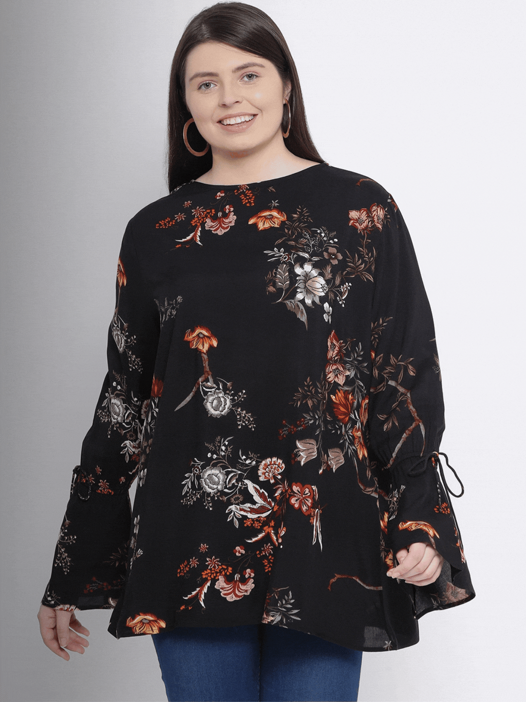 Floral Jewel Quo Plus Size Loopy Top For Stylish Women - oxolloxo