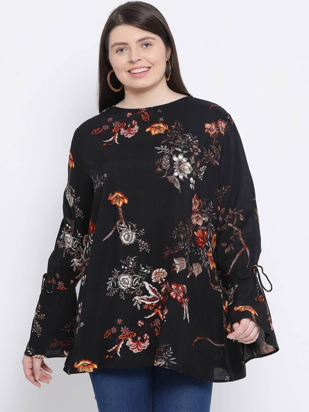 Floral Jewel Quo Plus Size Loopy Top For Stylish Women - oxolloxo