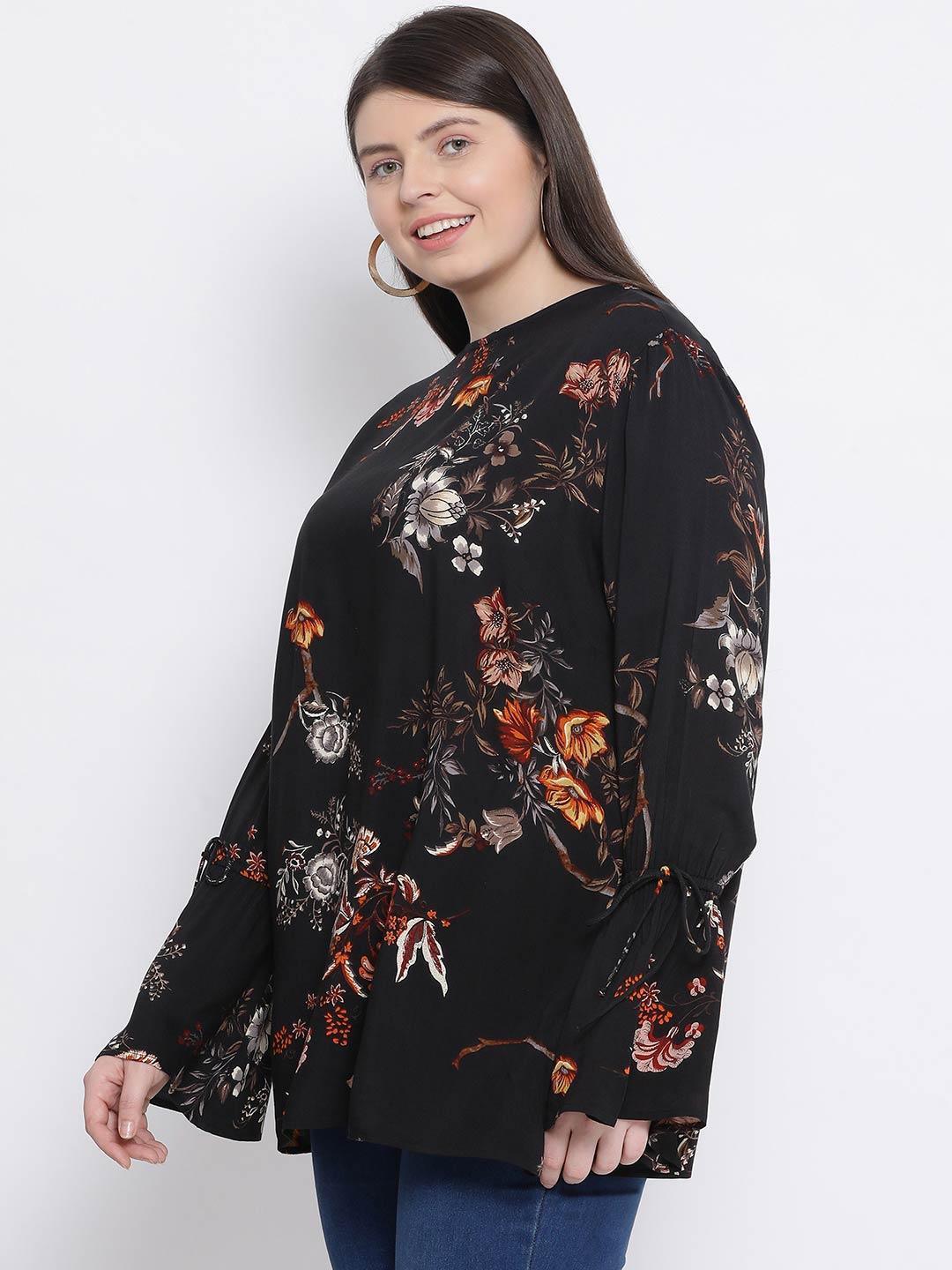 Floral Jewel Quo Plus Size Loopy Top For Stylish Women - oxolloxo
