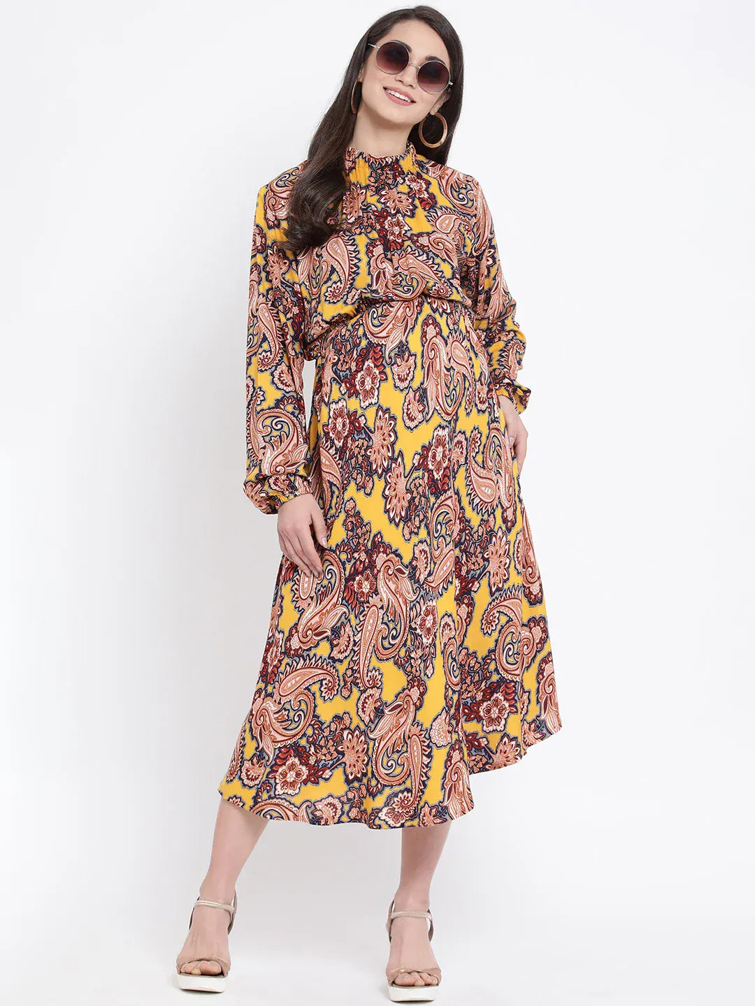 Women Multicolor Tropical Print Maternity Viscose Dress