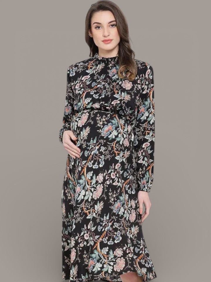 Multicolor Floral Print Maternity Dress