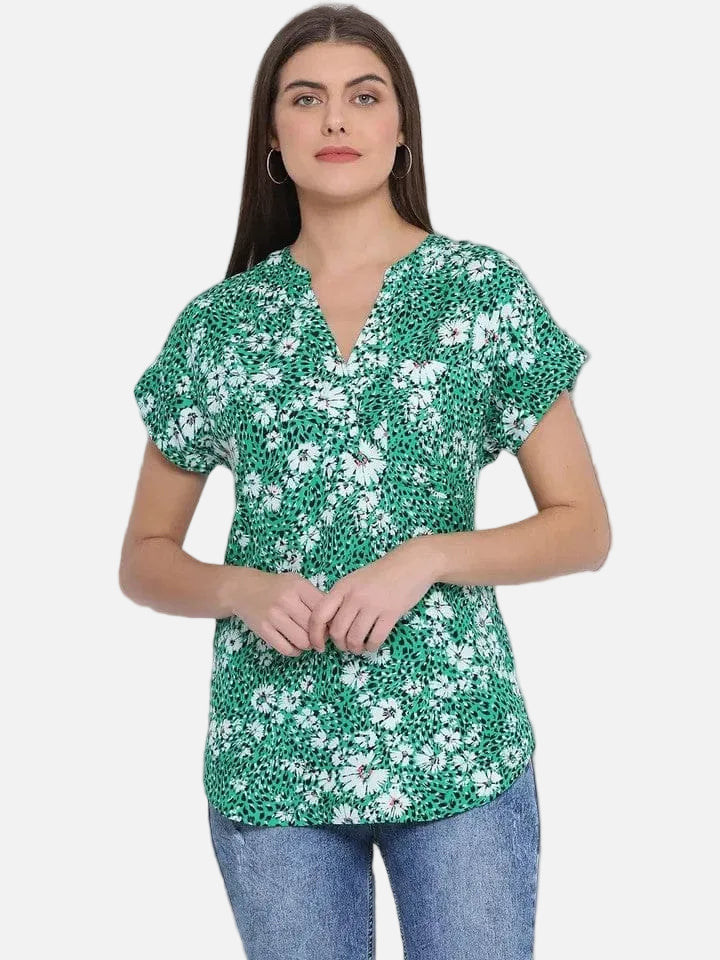 Green Printed Top