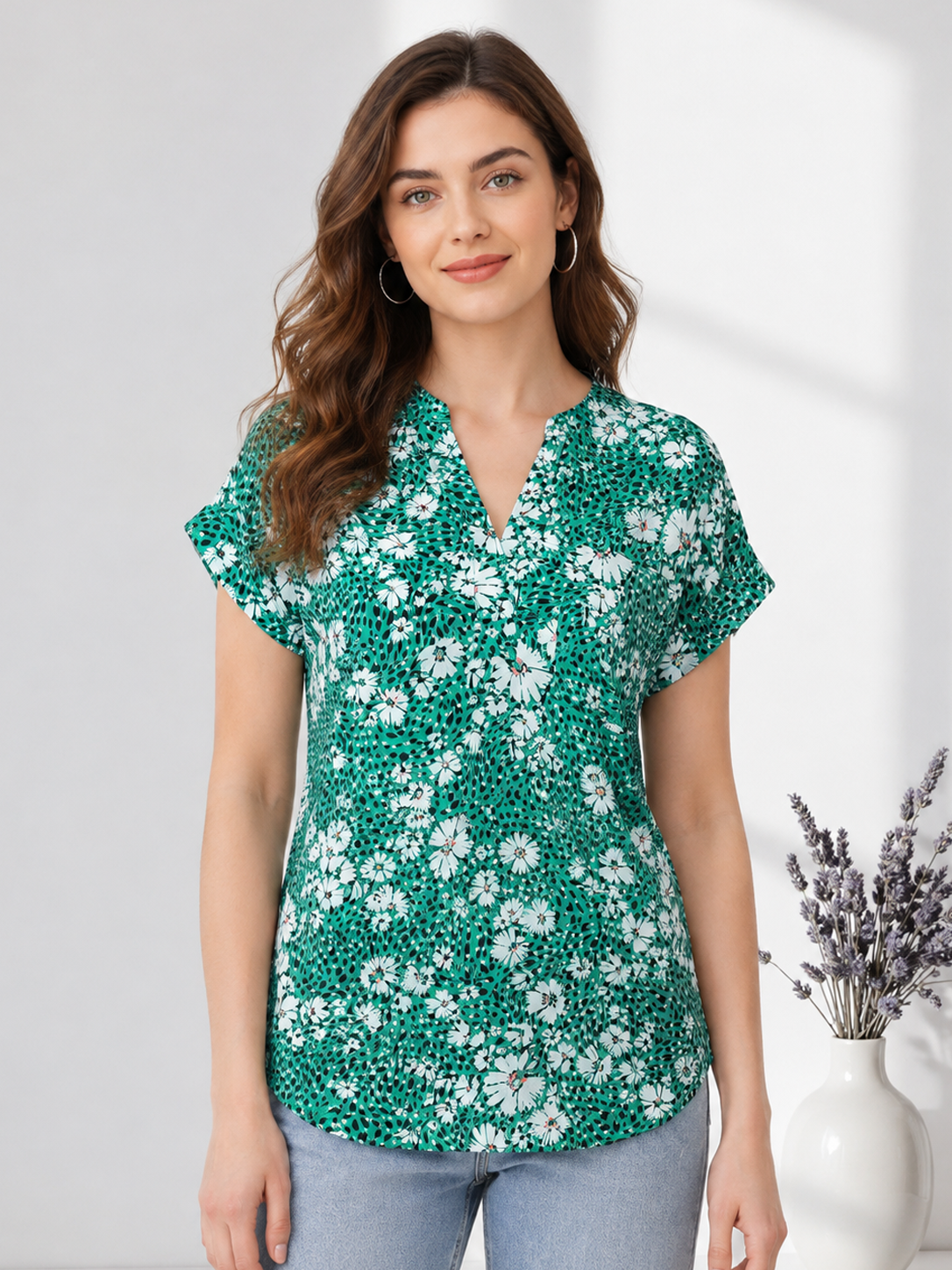 Green Printed Top