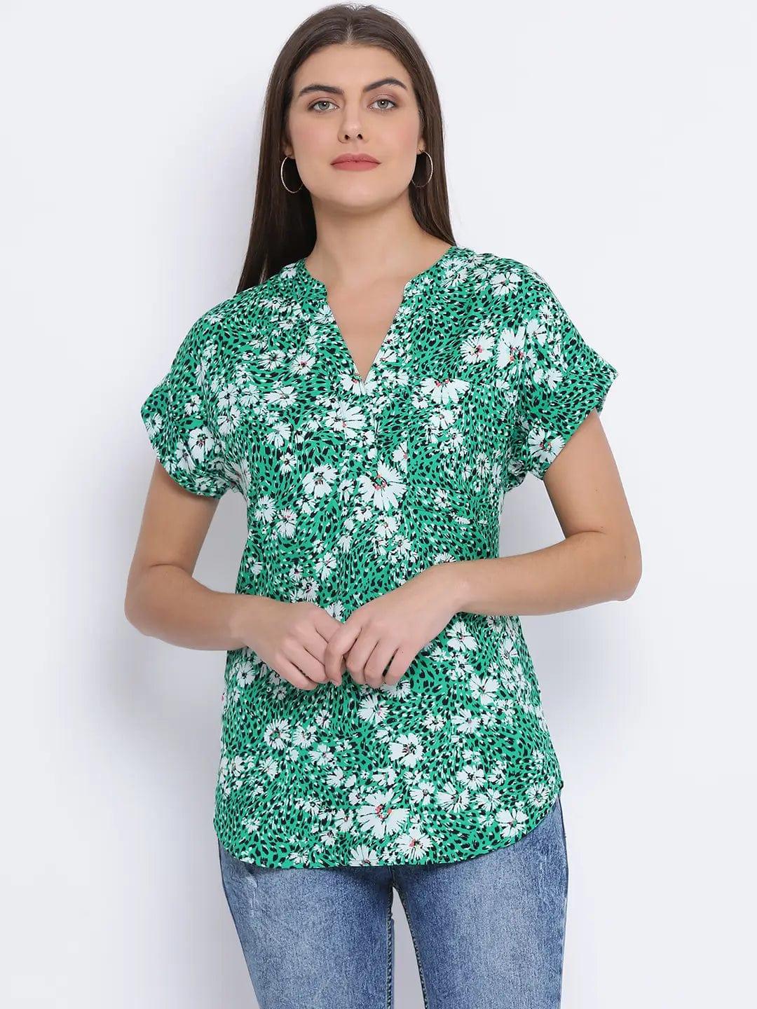 Green Printed Top