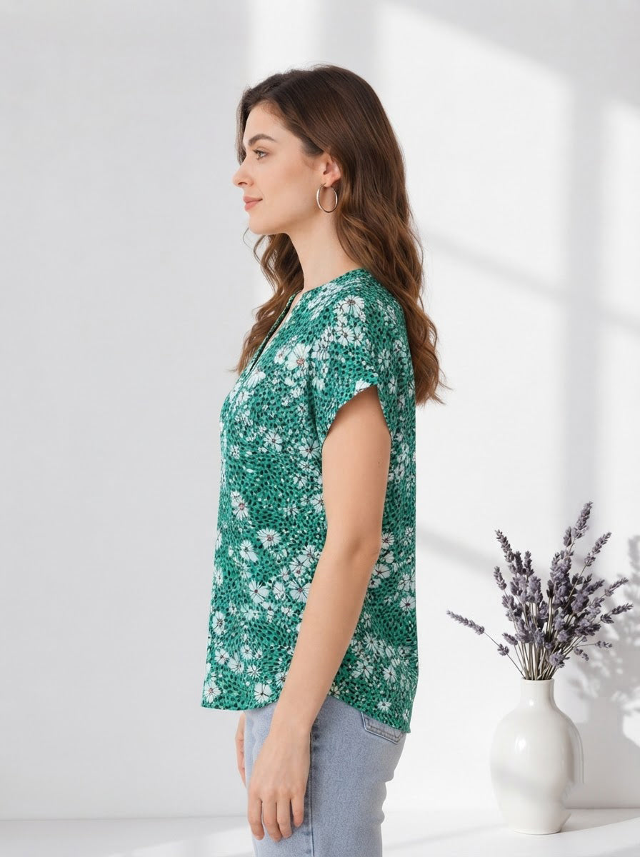 Green Printed Top