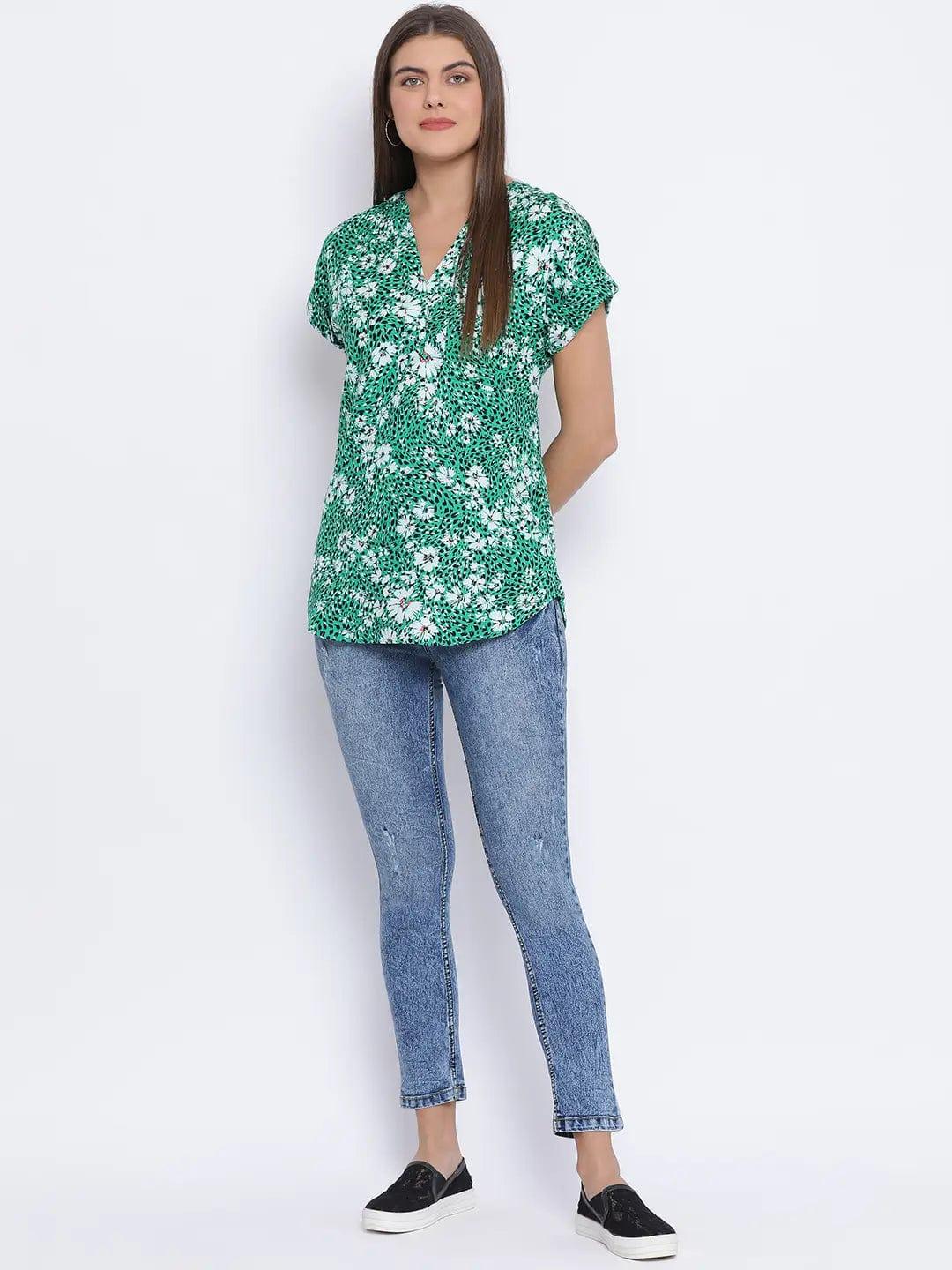 Green Printed Top