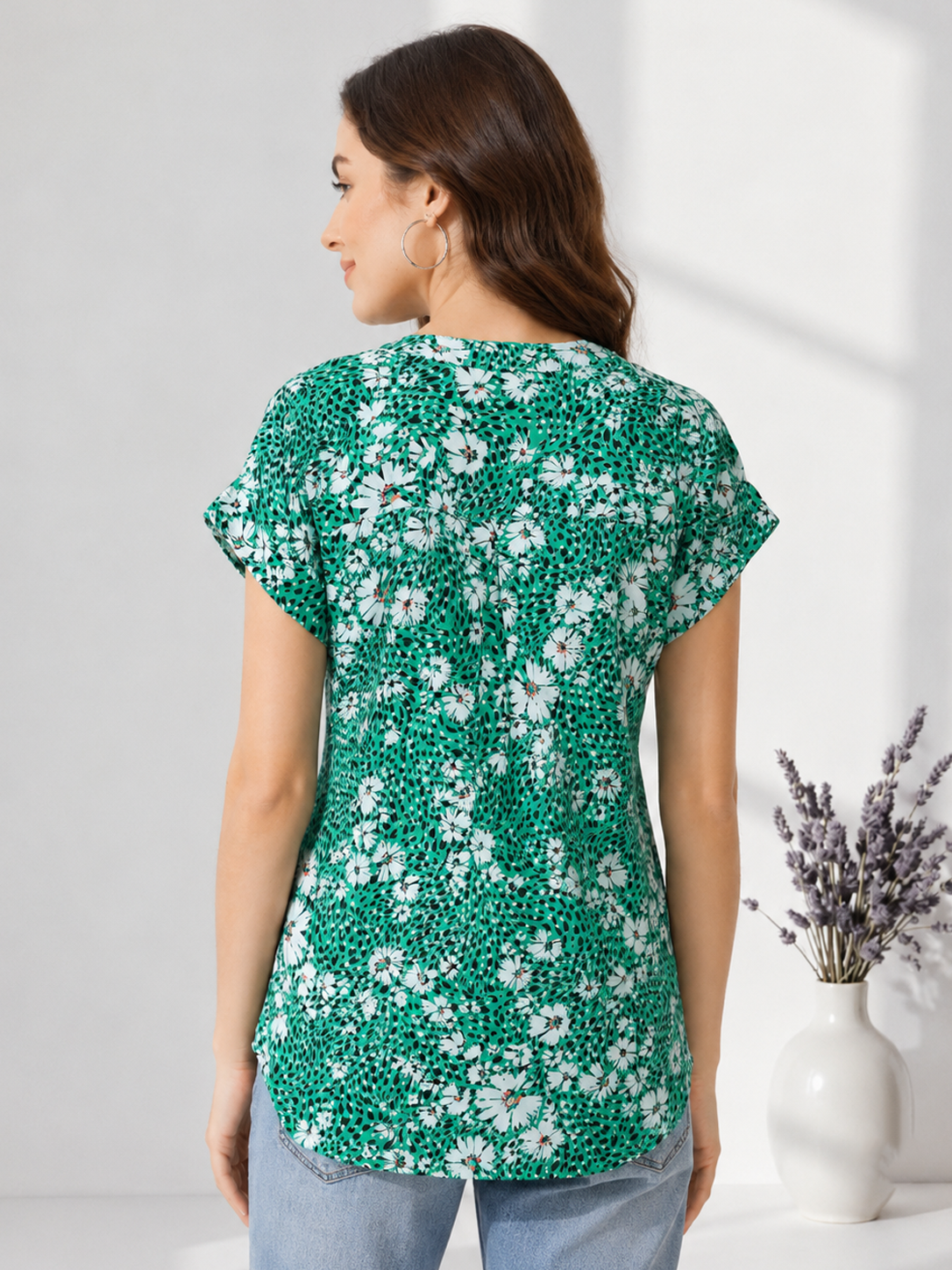 Green Printed Top