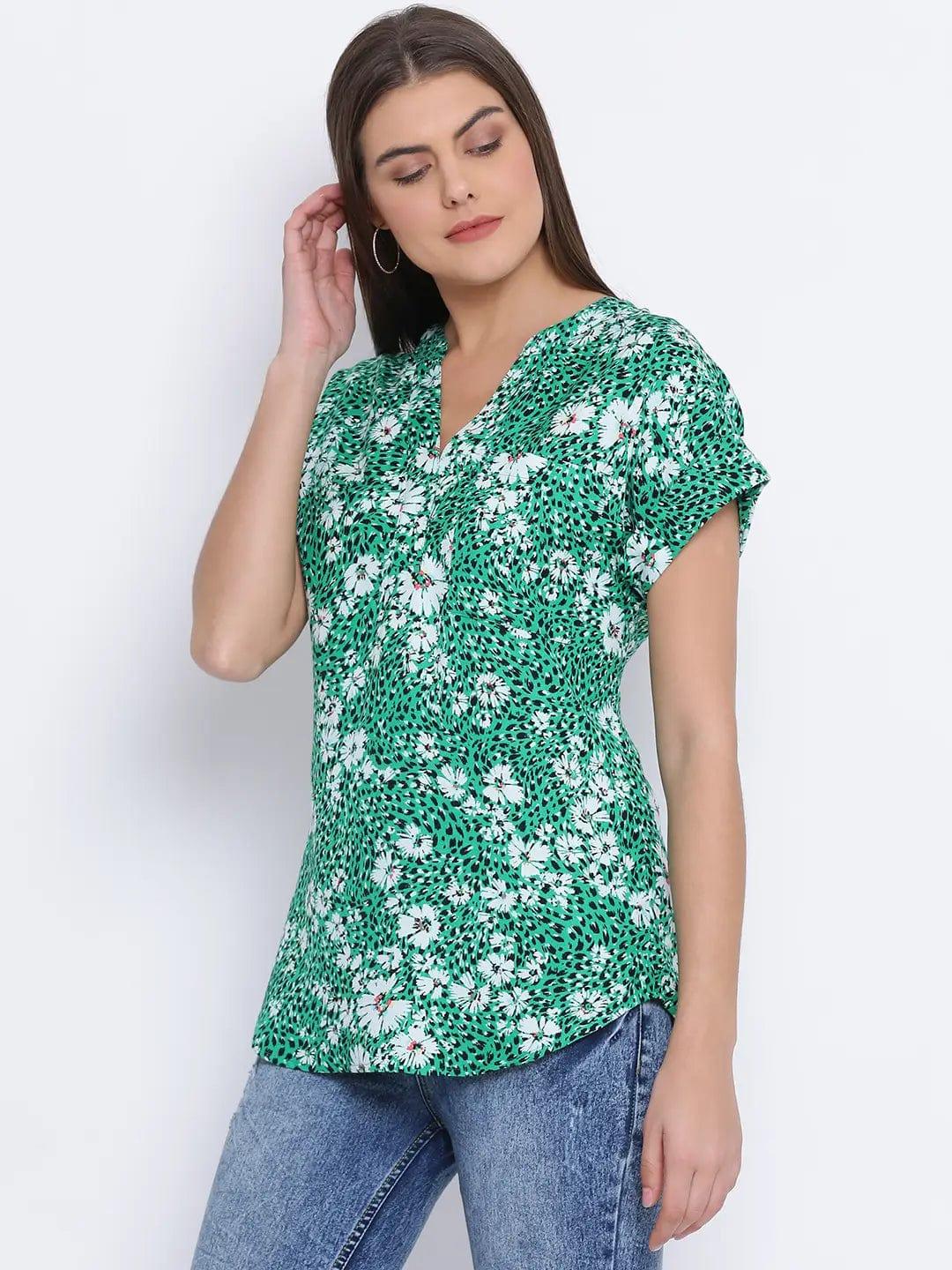 Green Printed Top