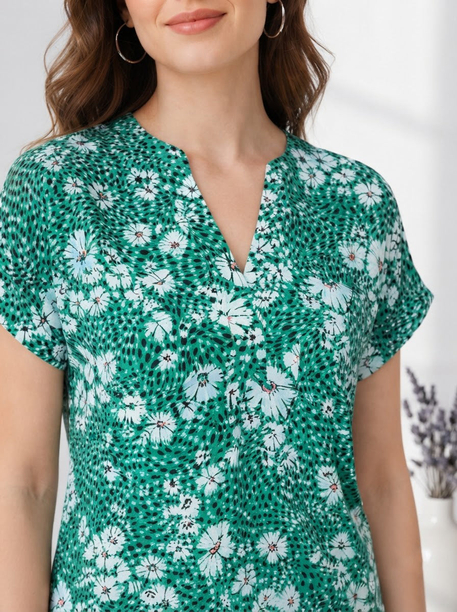 Green Printed Top