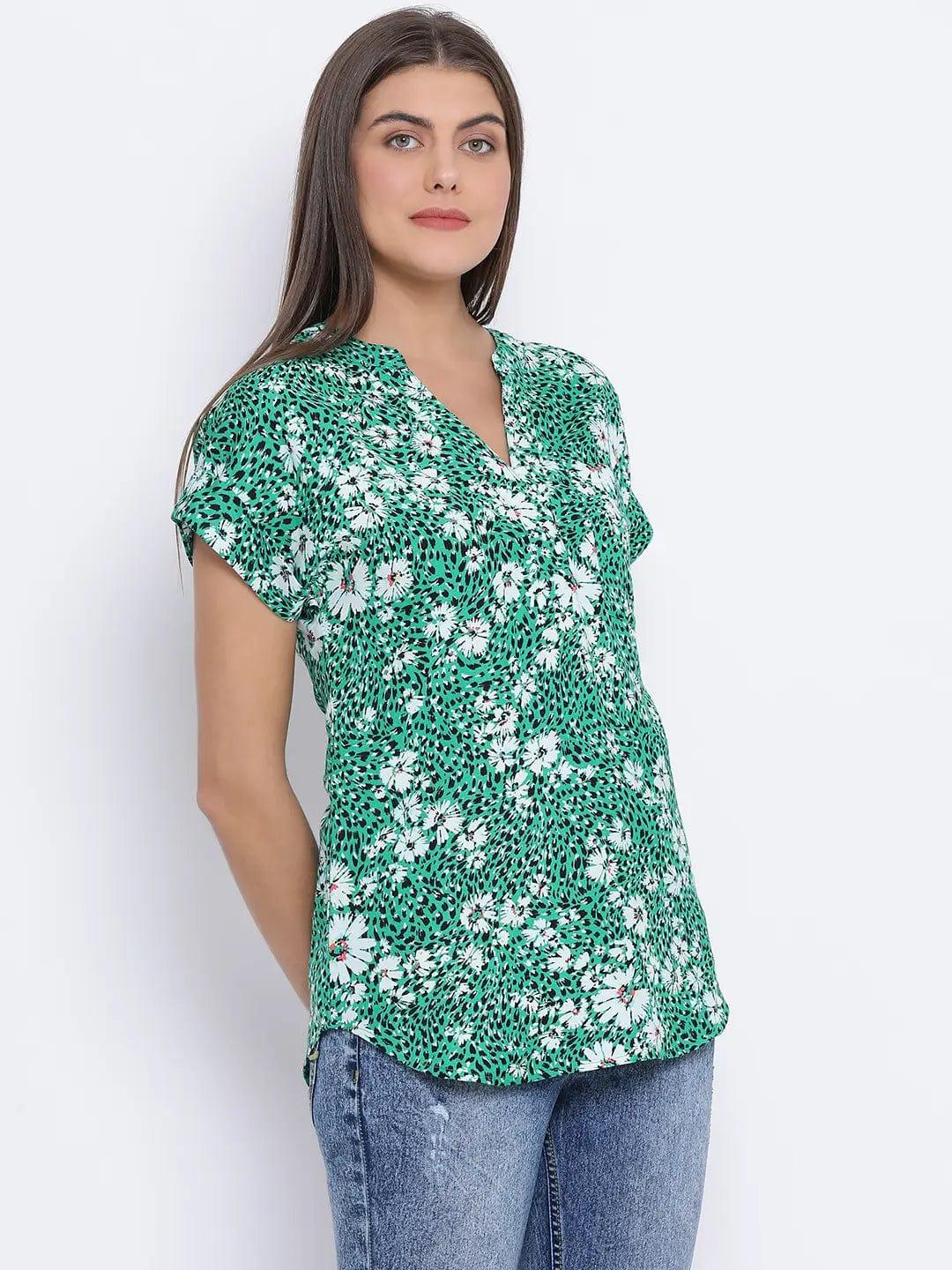 Green Printed Top