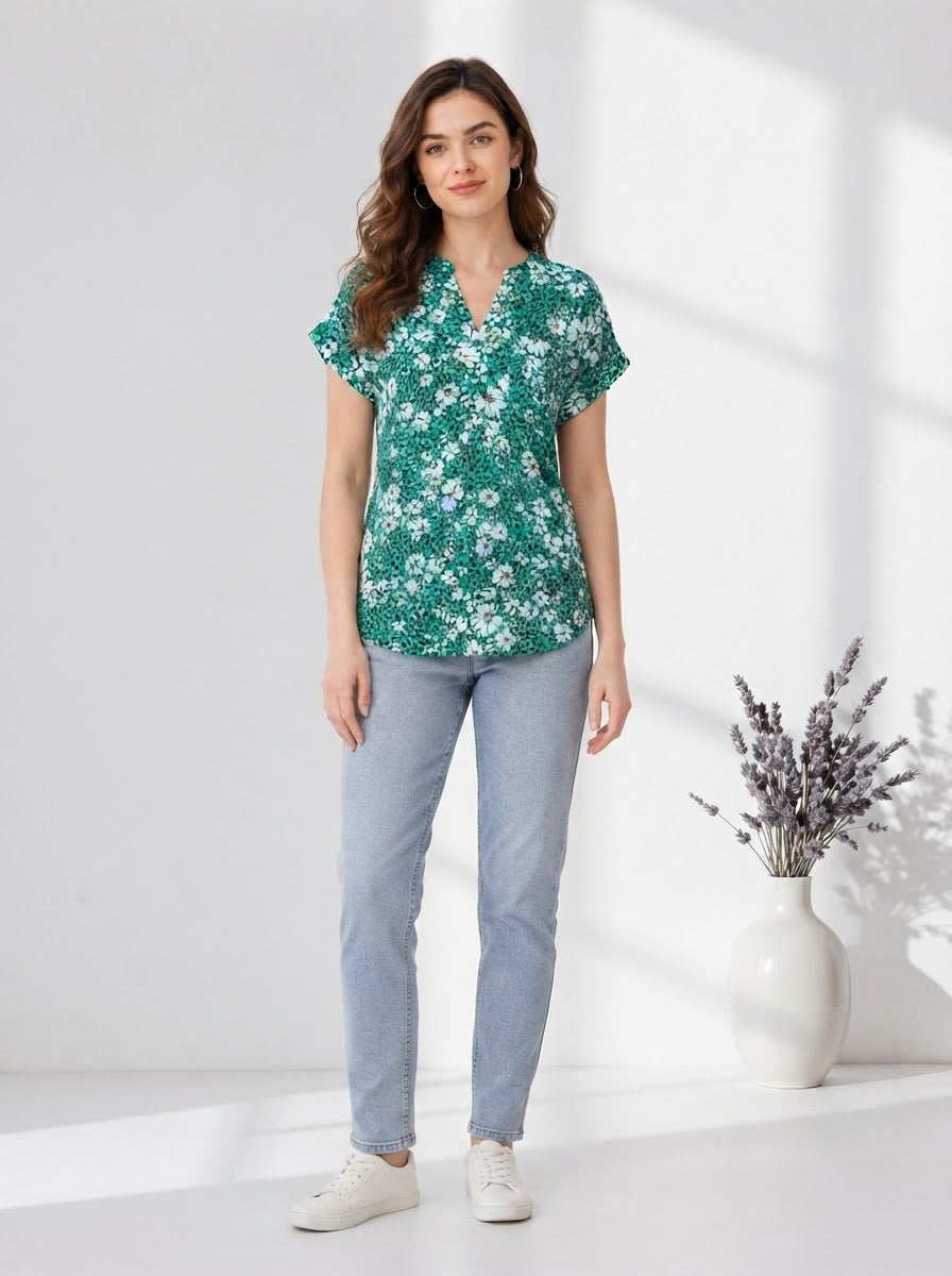 Green Printed Top