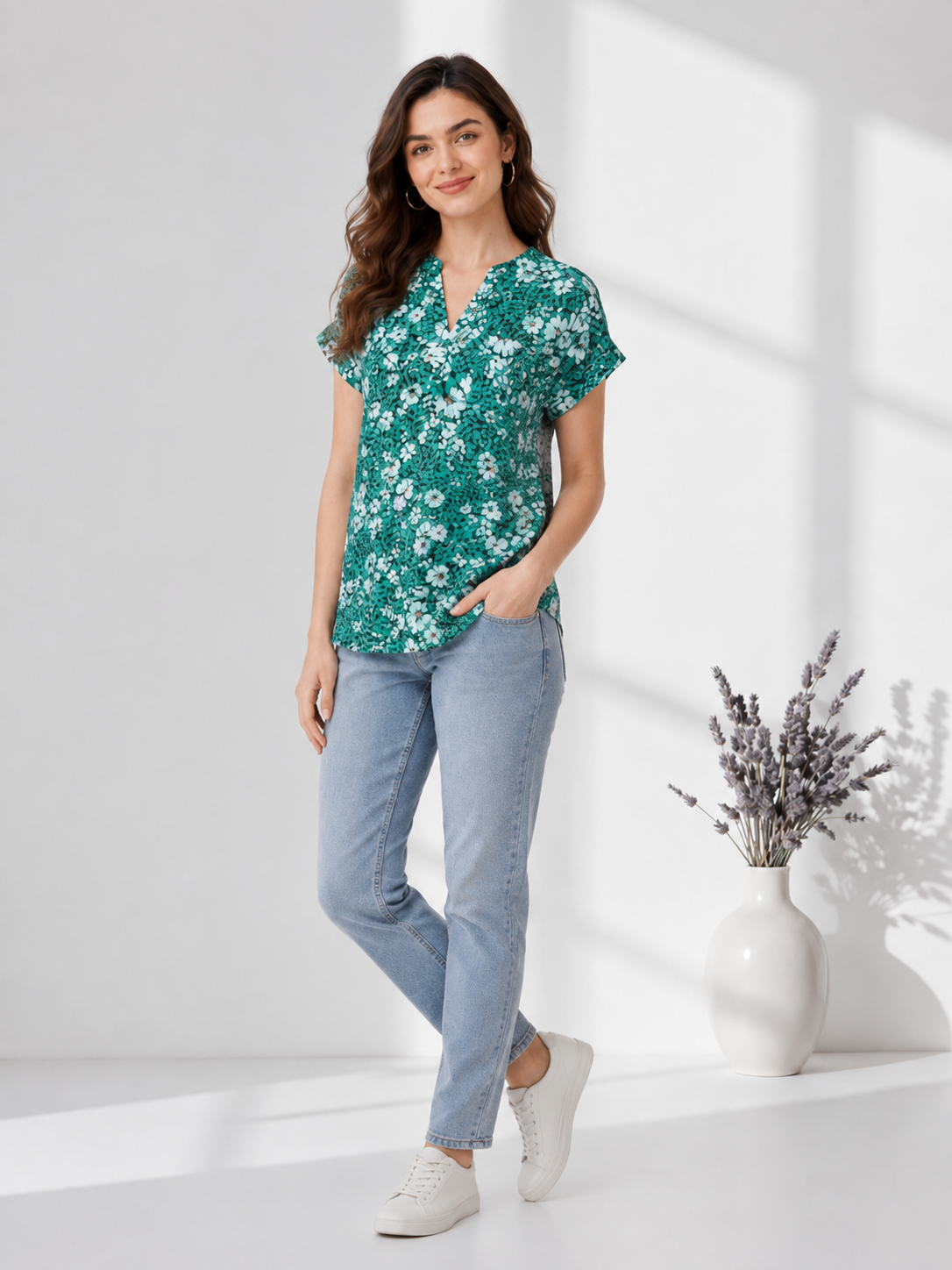 Green Printed Top