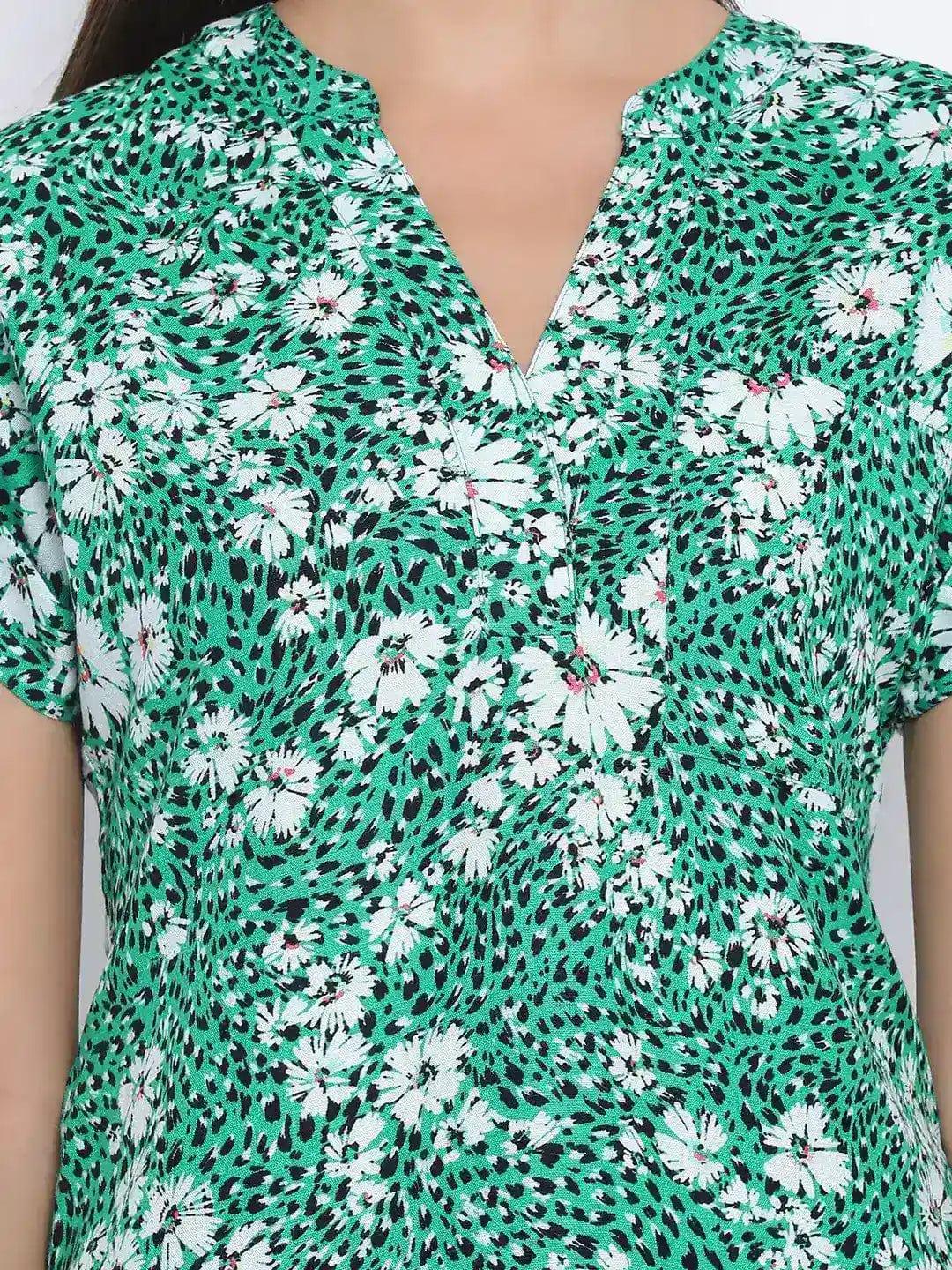 Green Printed Top