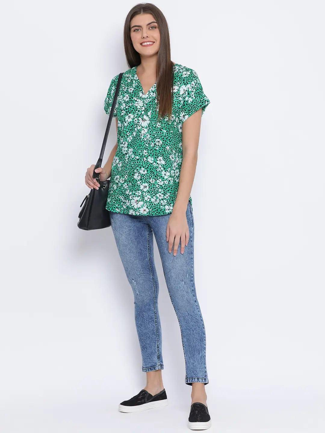 Green Printed Top