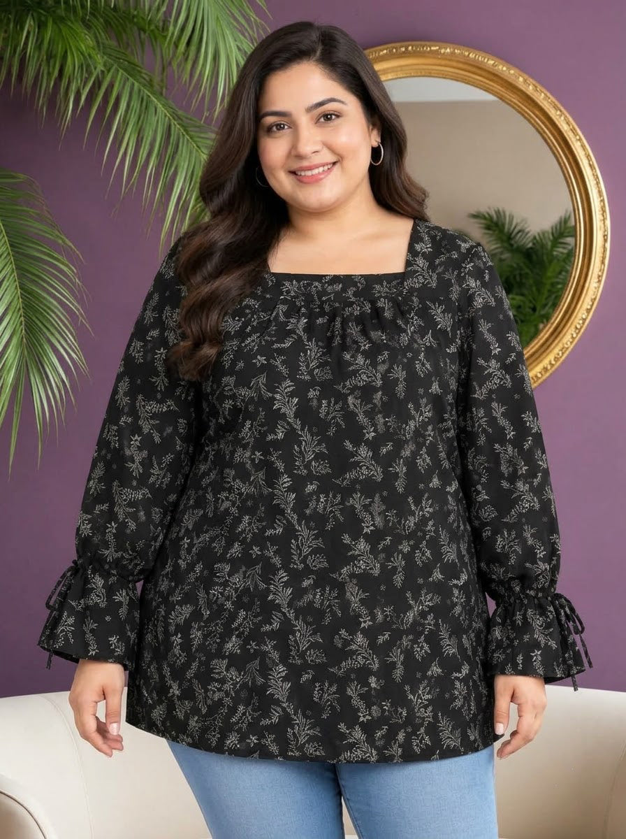 Plus Size Green Floral Top