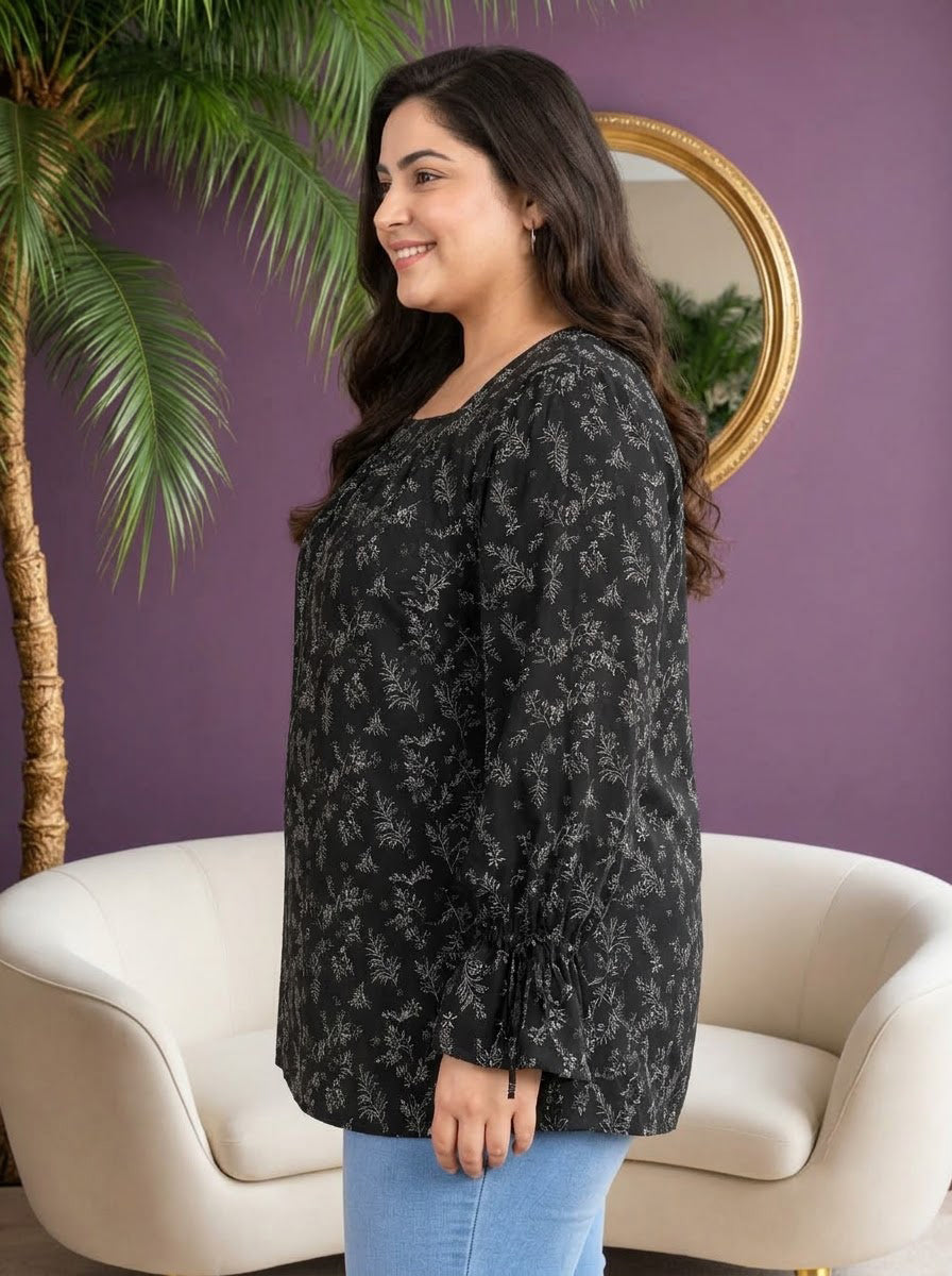 Plus Size Green Floral Top