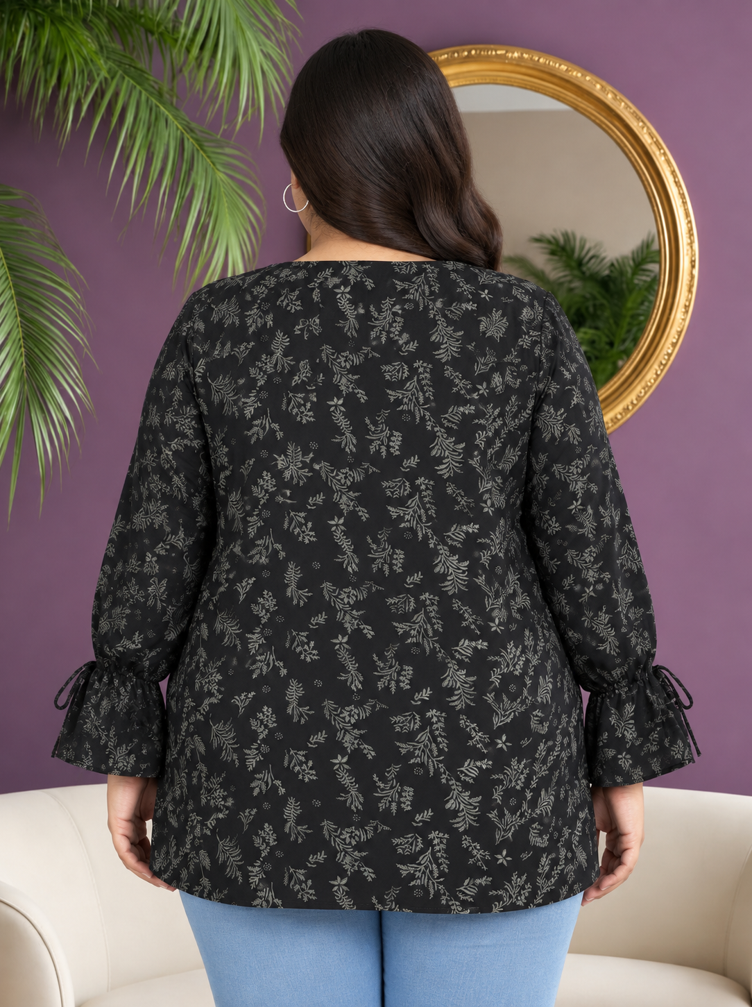 Plus Size Green Floral Top