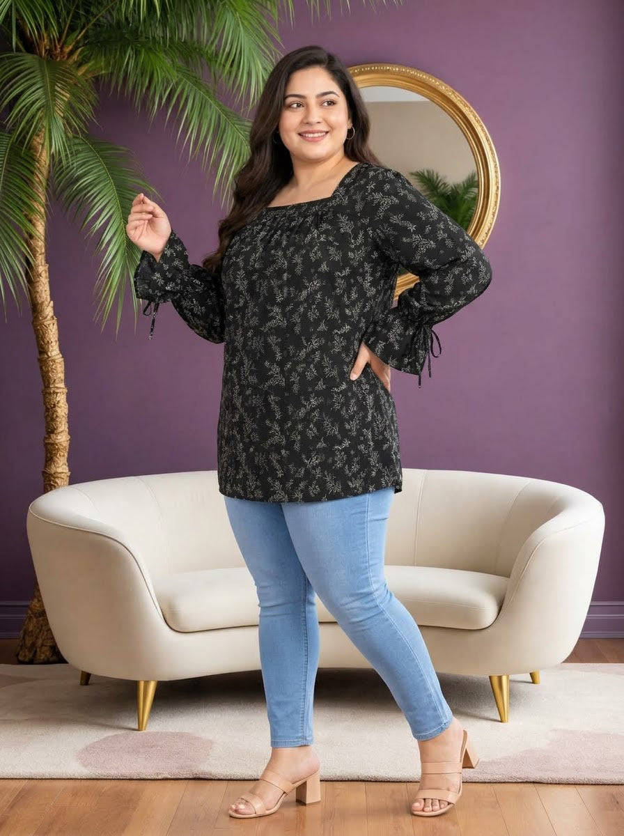Plus Size Green Floral Top