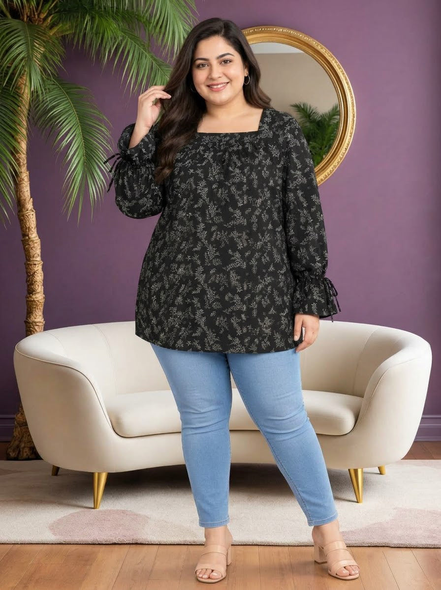 Plus Size Green Floral Top
