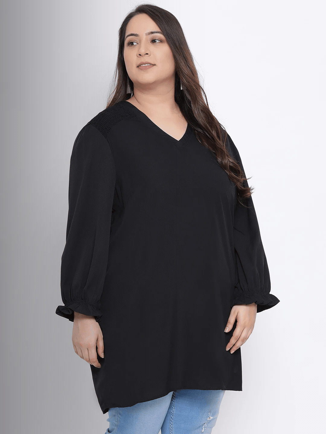 Black Amber Plus Size Women Tunic - oxolloxo