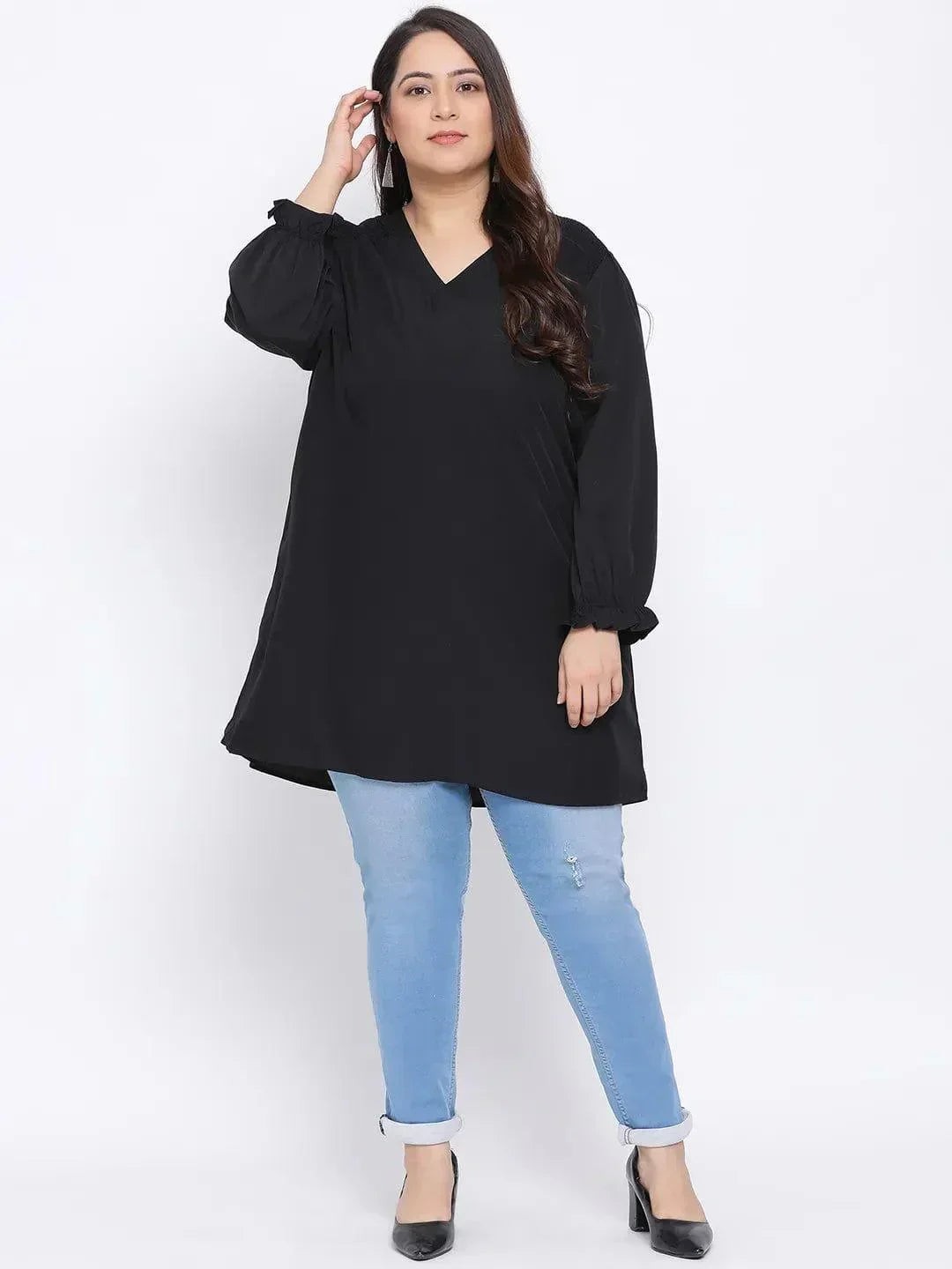 Black Amber Plus Size Women Tunic - oxolloxo