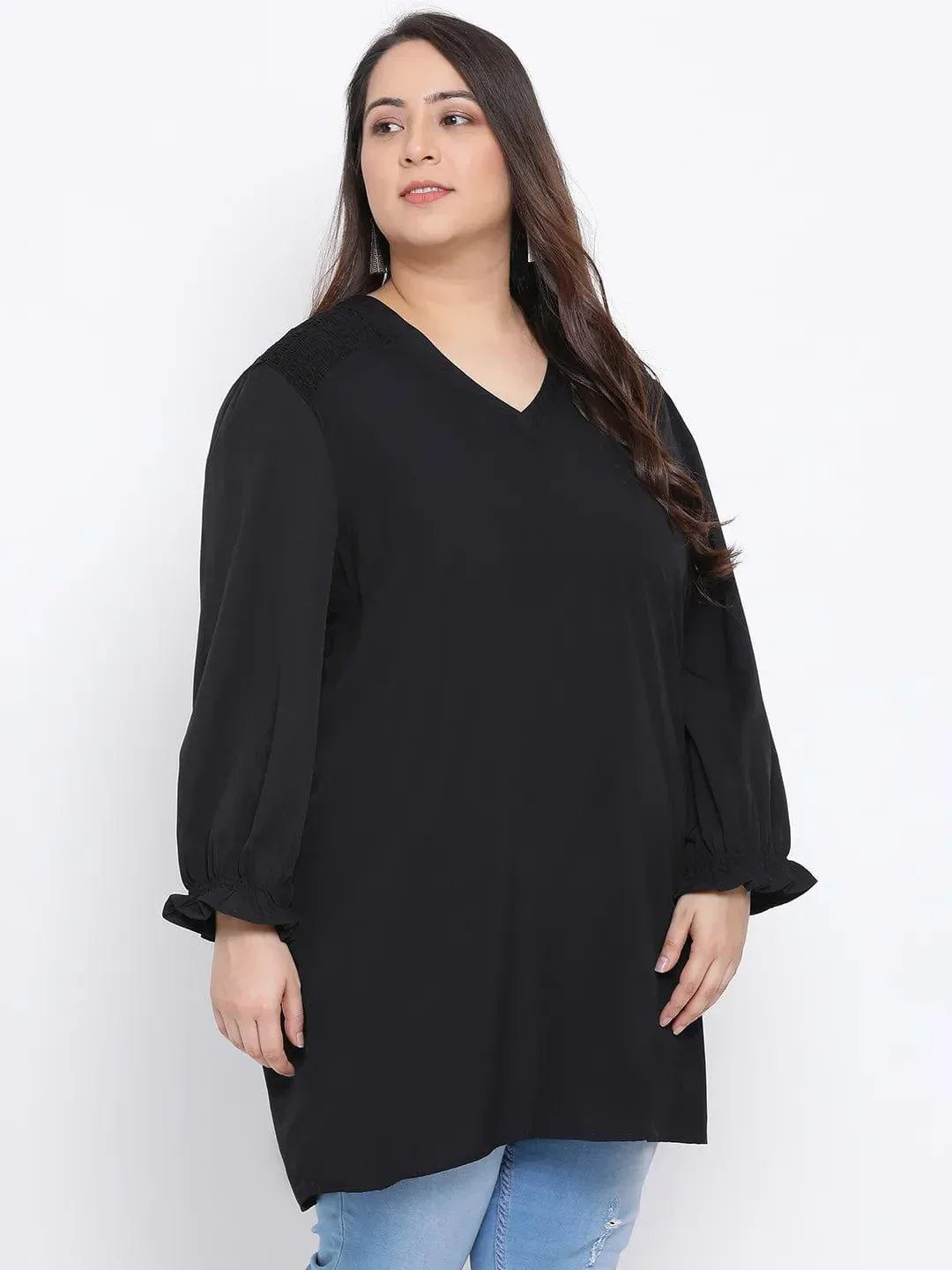 Black Amber Plus Size Women Tunic - oxolloxo
