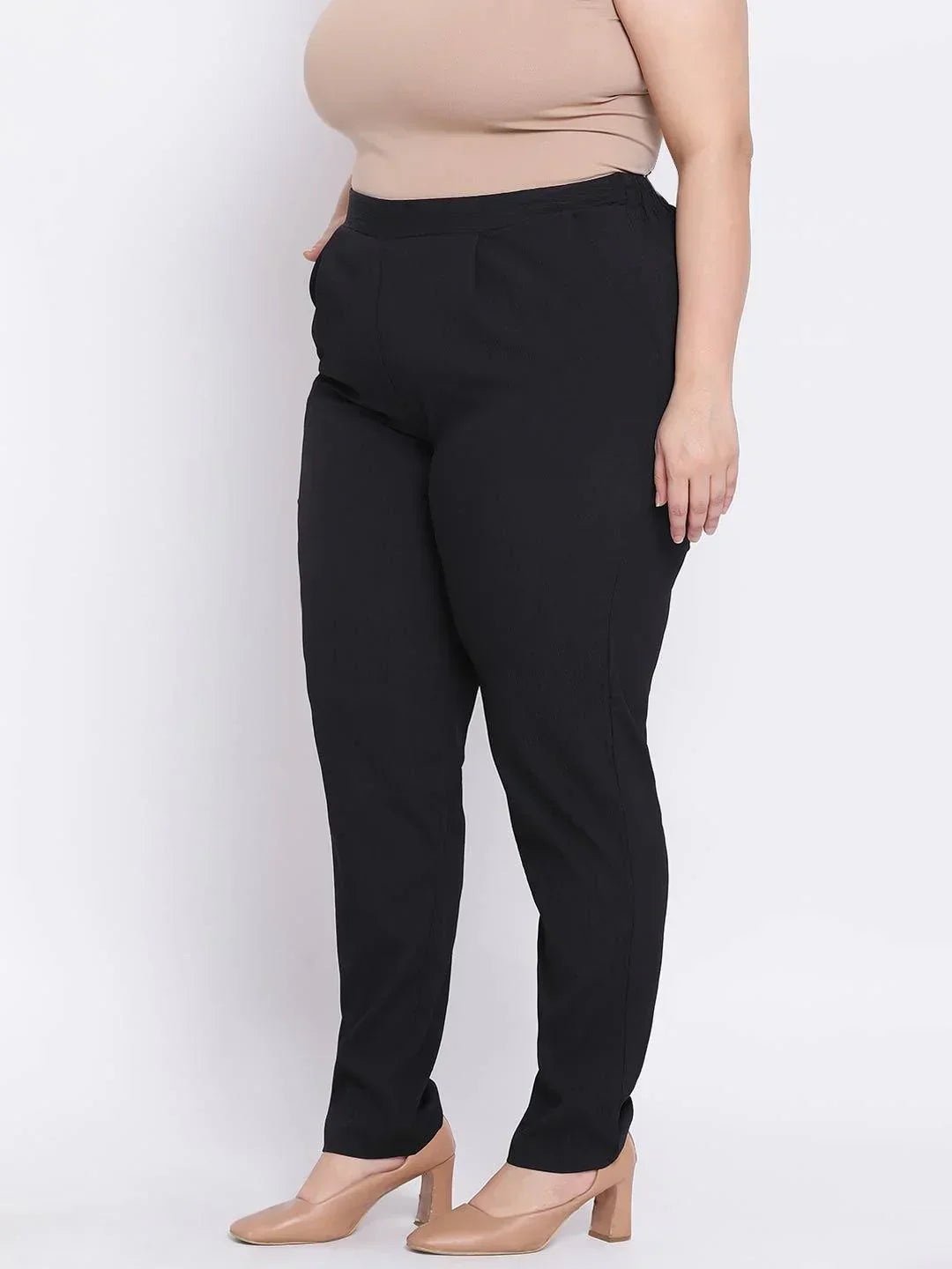 Black Delta Plus Size Pant For Comfortable Daily Wear - oxolloxo