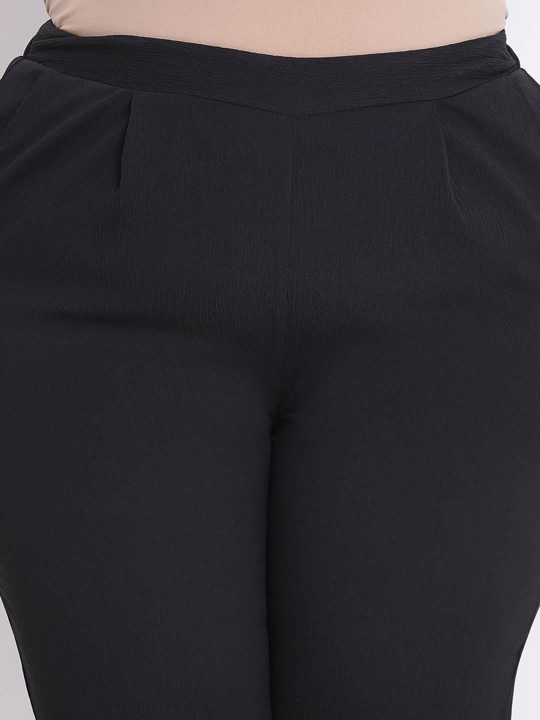 Black Delta Plus Size Pant For Comfortable Daily Wear - oxolloxo