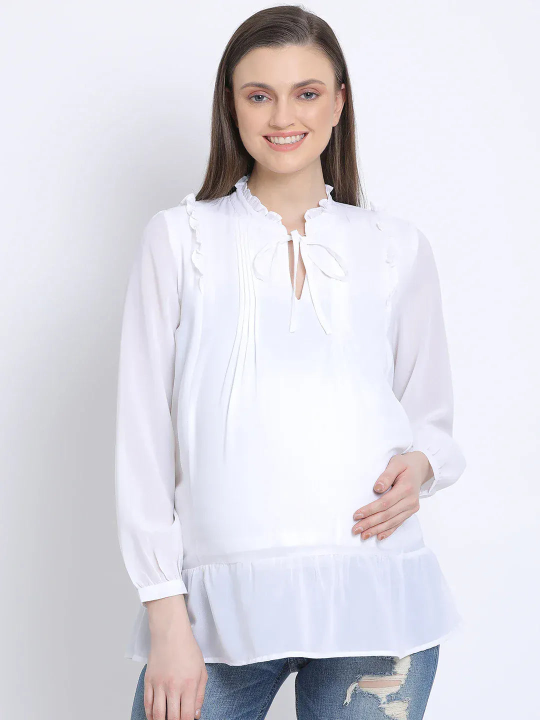 Women White Maternity Top