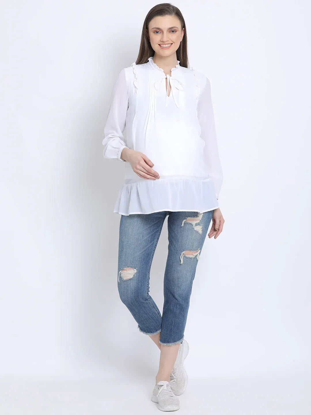 Women White Maternity Top