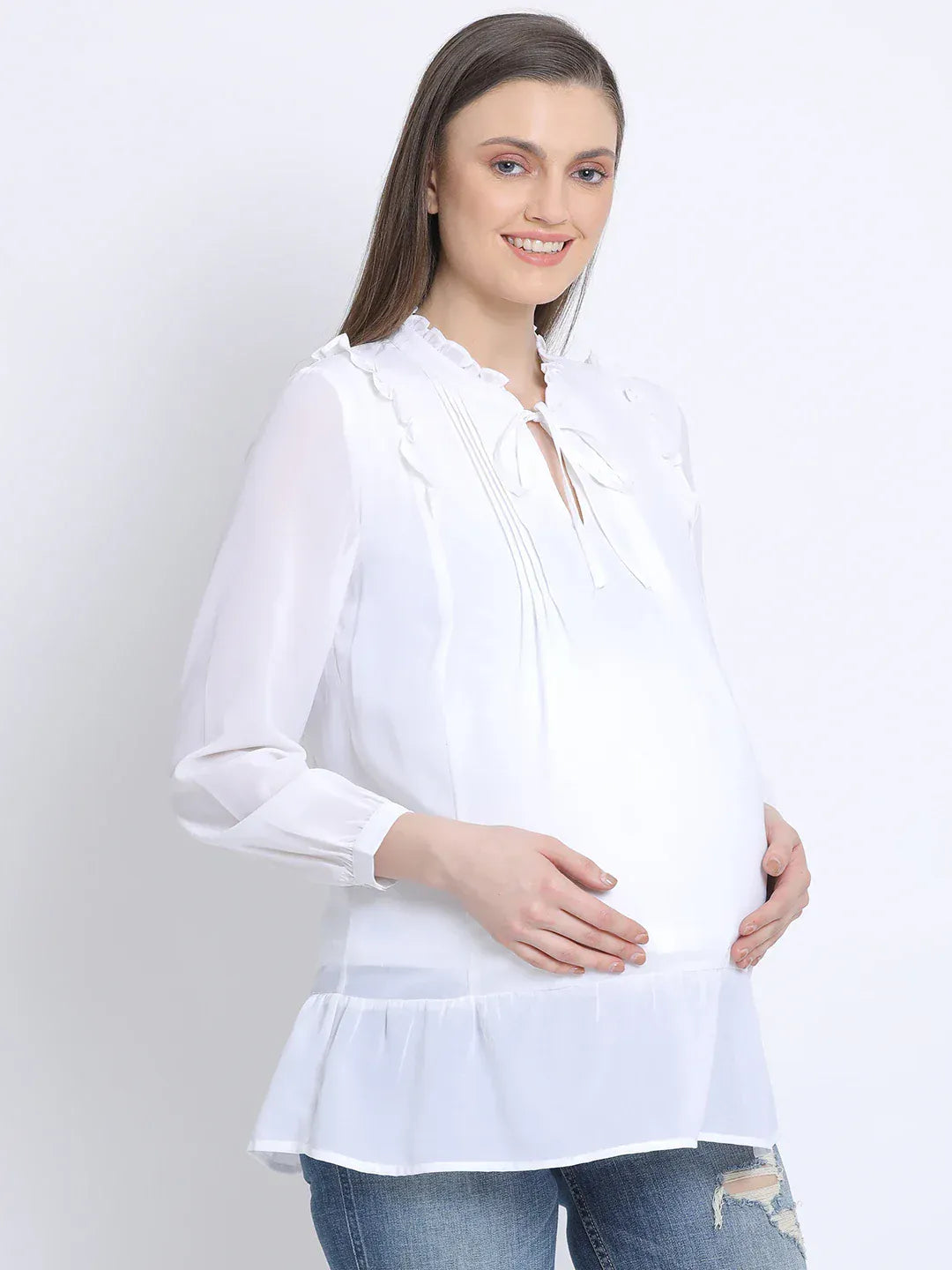 Women White Maternity Top