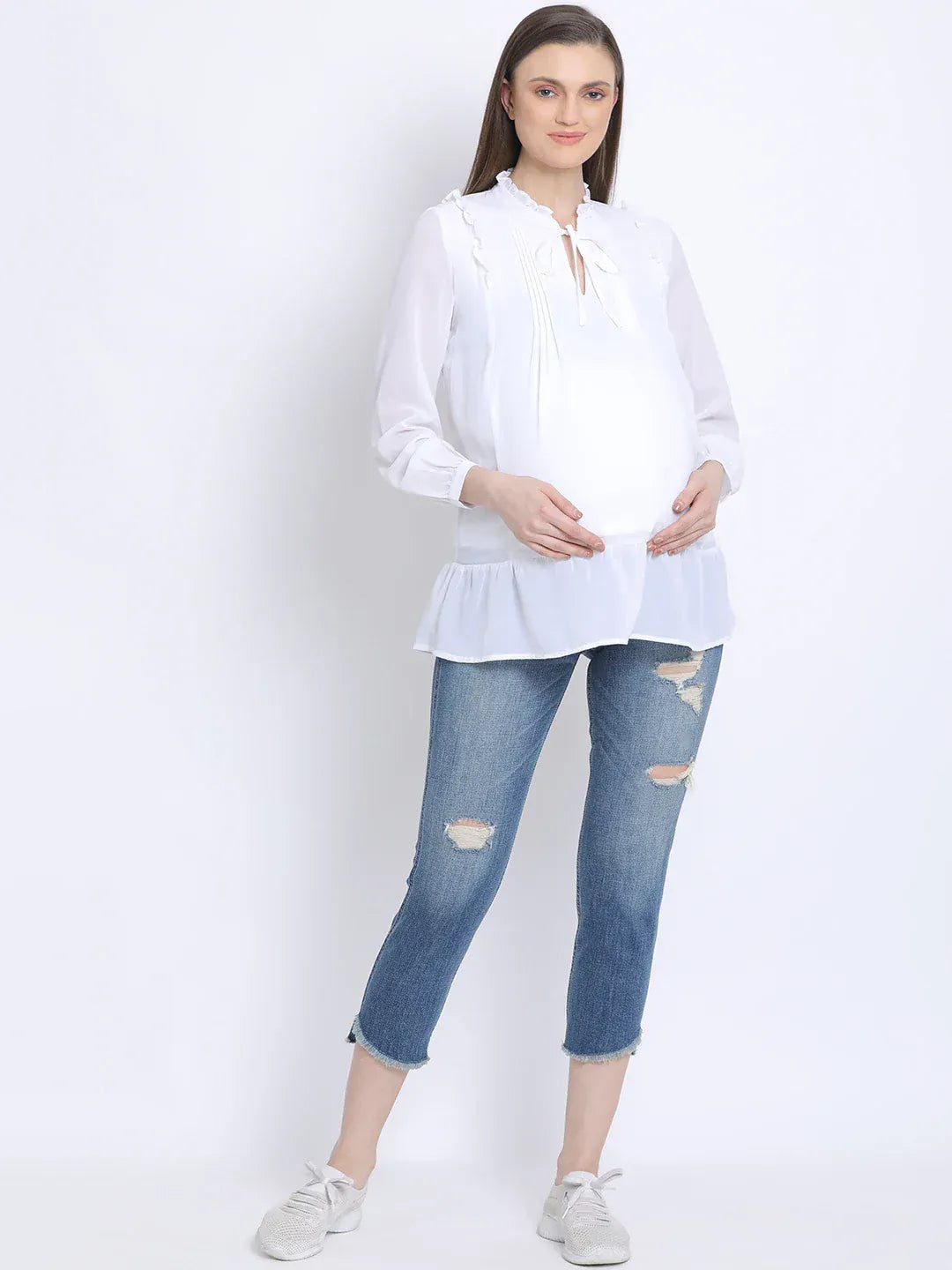 Women White Maternity Top