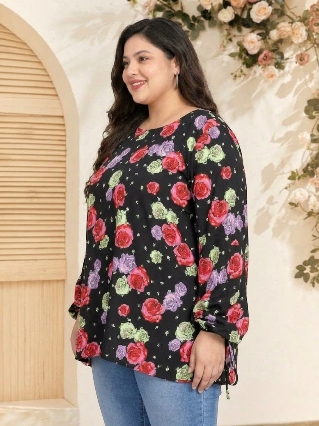 Plus Size Multicolor Roses Top