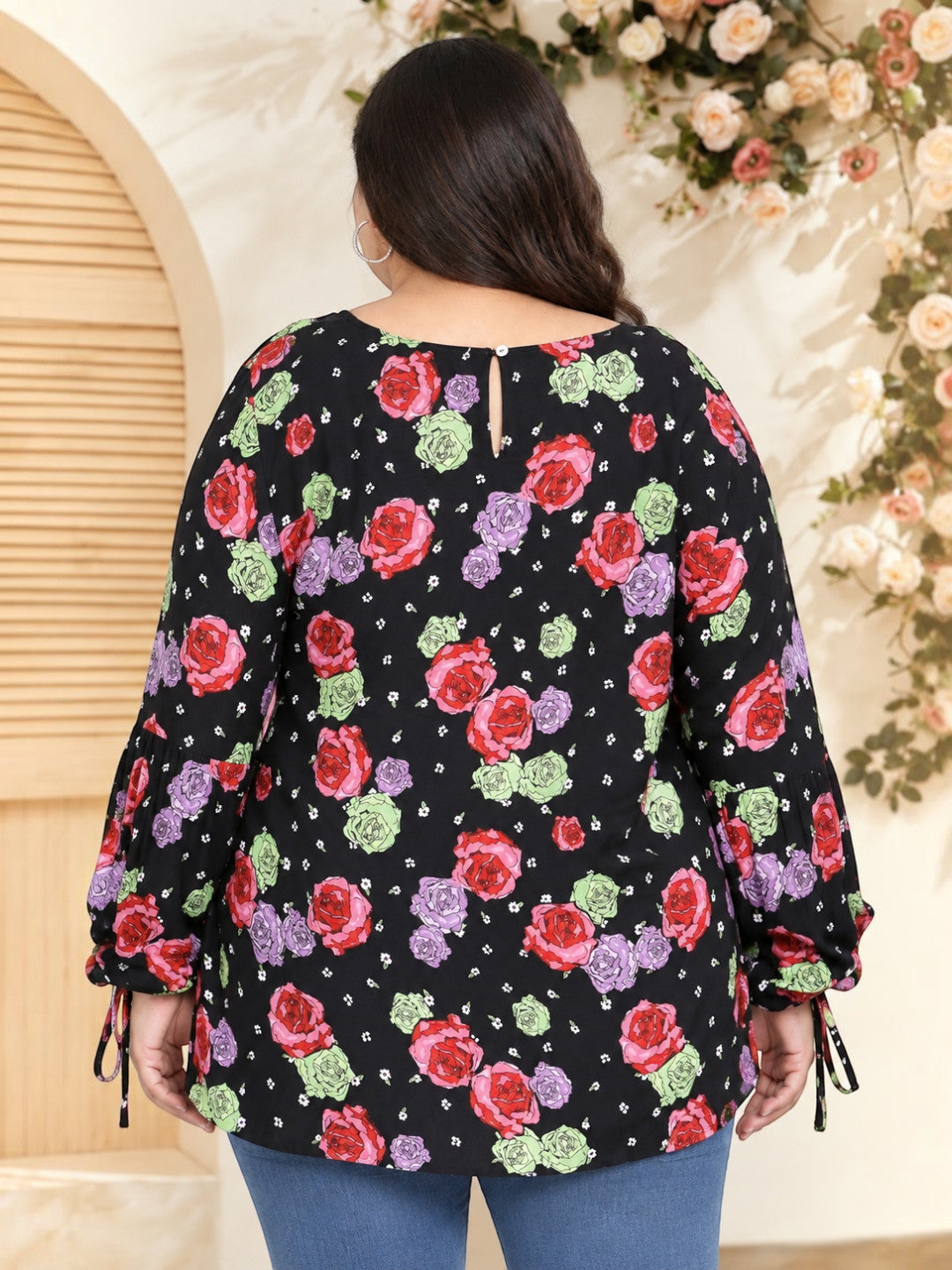 Plus Size Multicolor Roses Top