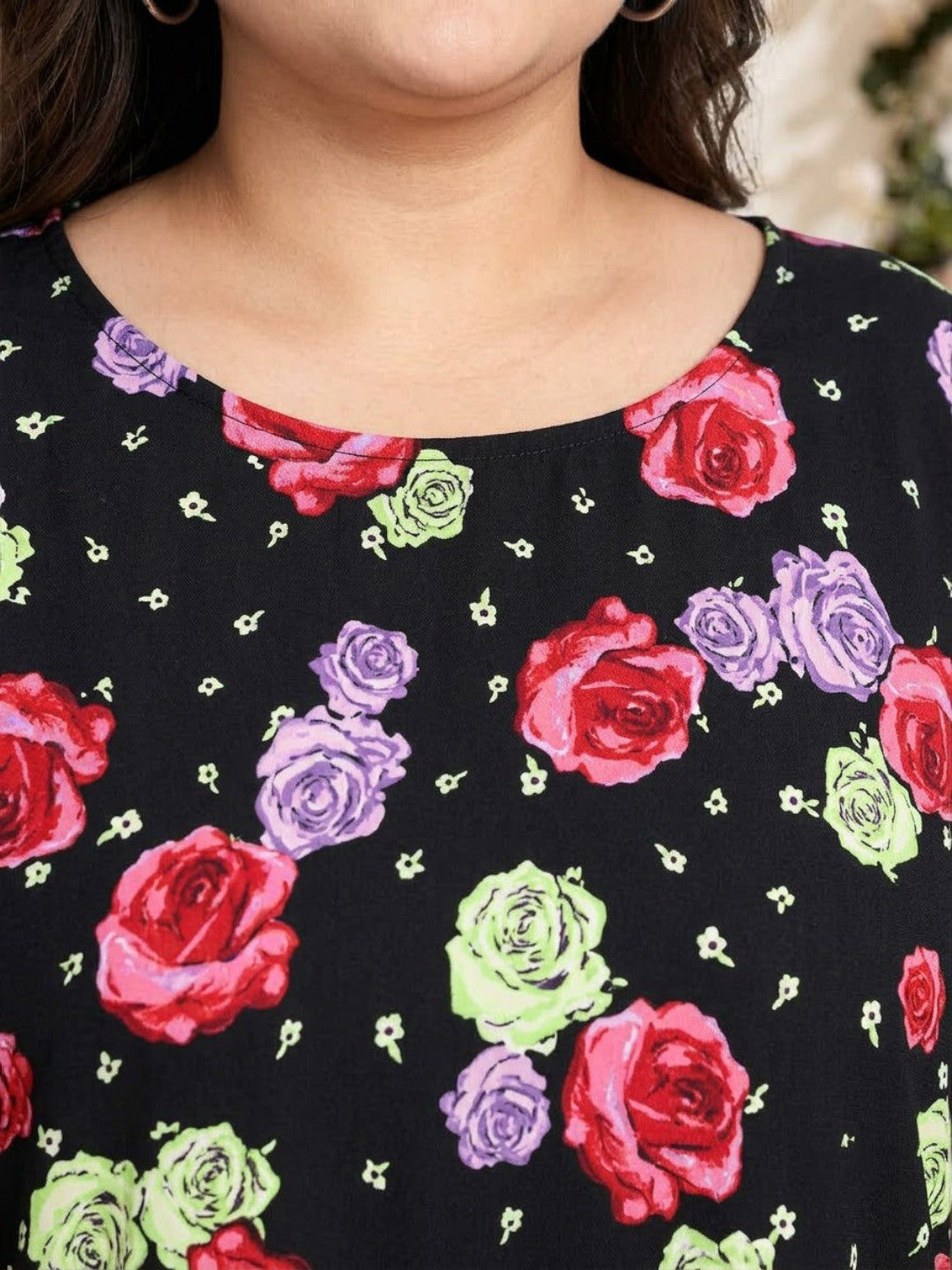 Plus Size Multicolor Roses Top