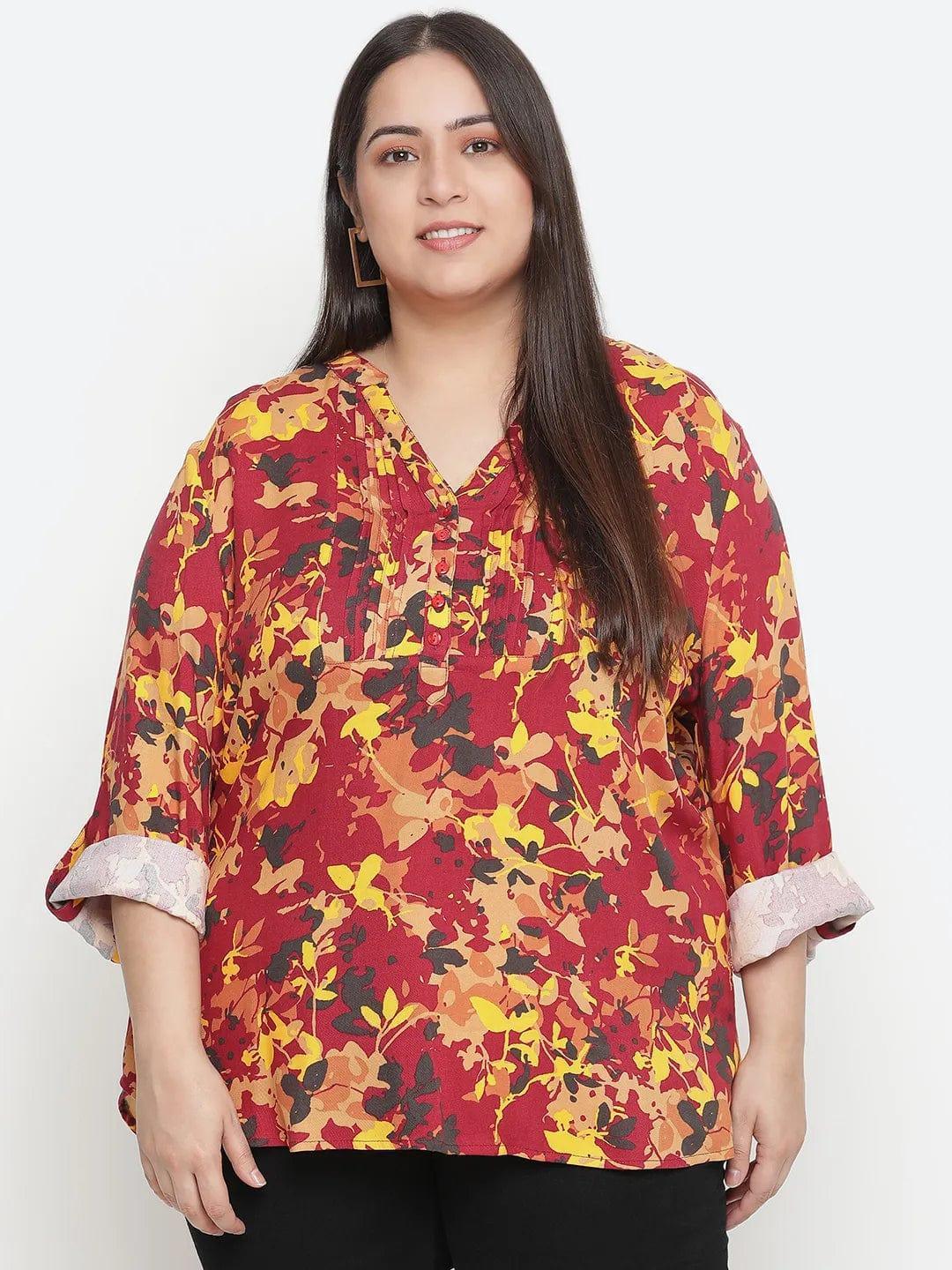 Winning Multicolor Floral Printed Plus Size Top - oxolloxo