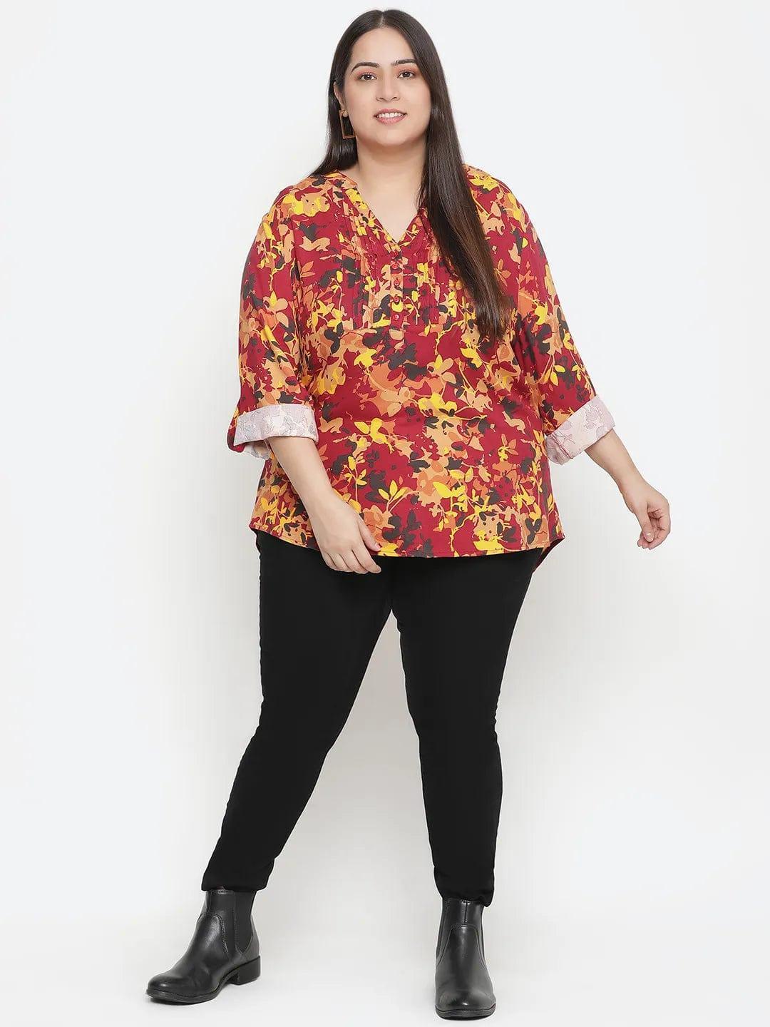 Winning Multicolor Floral Printed Plus Size Top - oxolloxo