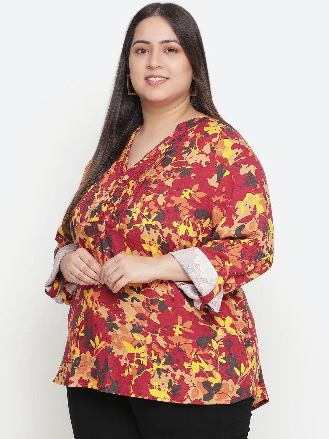 Winning Multicolor Floral Printed Plus Size Top - oxolloxo
