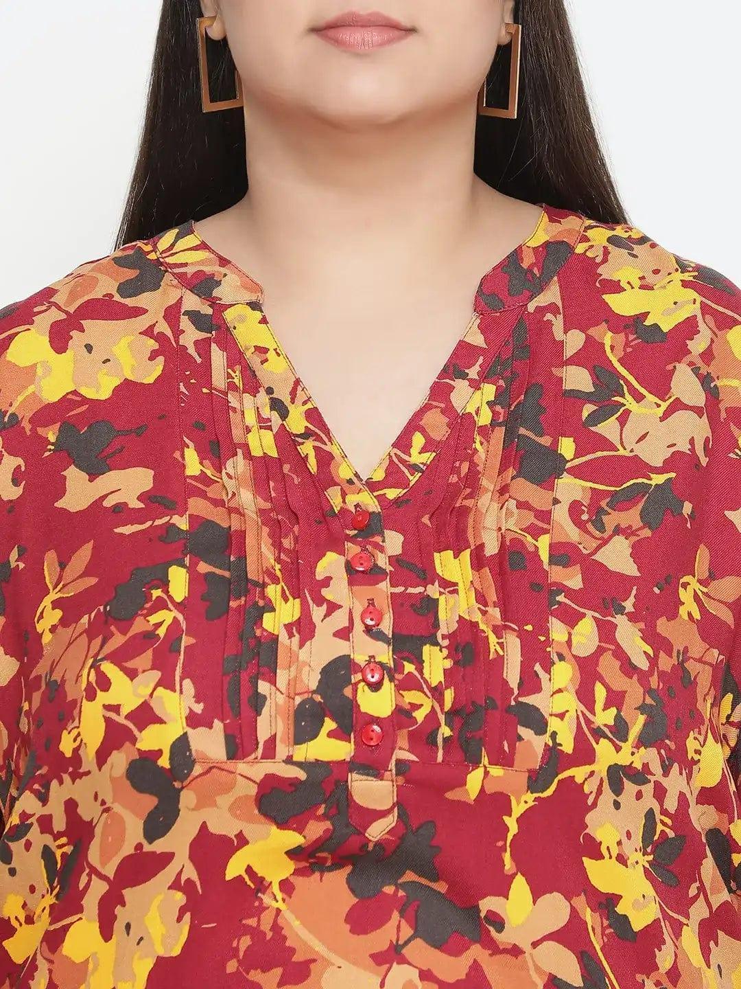 Winning Multicolor Floral Printed Plus Size Top - oxolloxo
